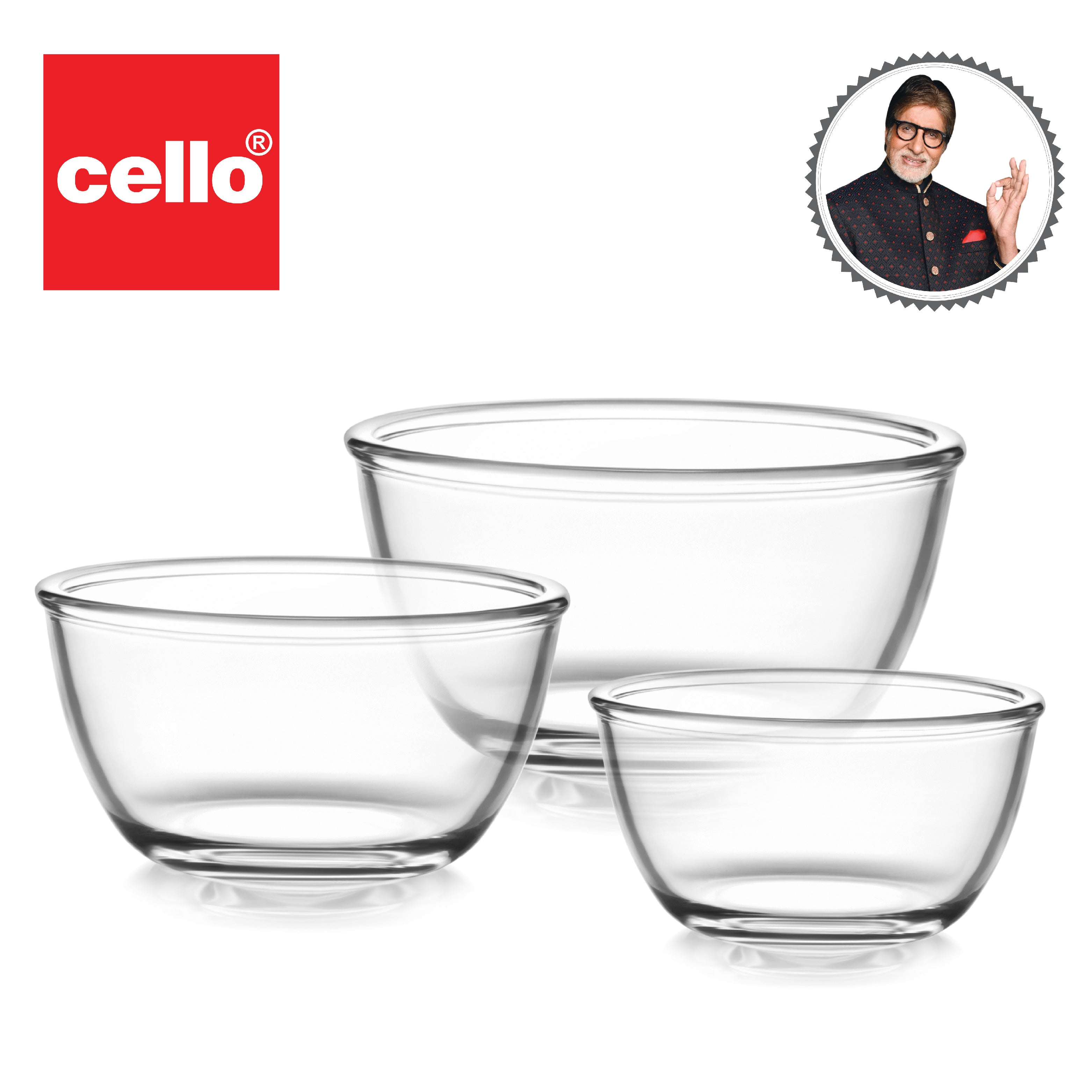 Cello Ornella Glass Mixing Bowl Set, Set of 3 - view 9