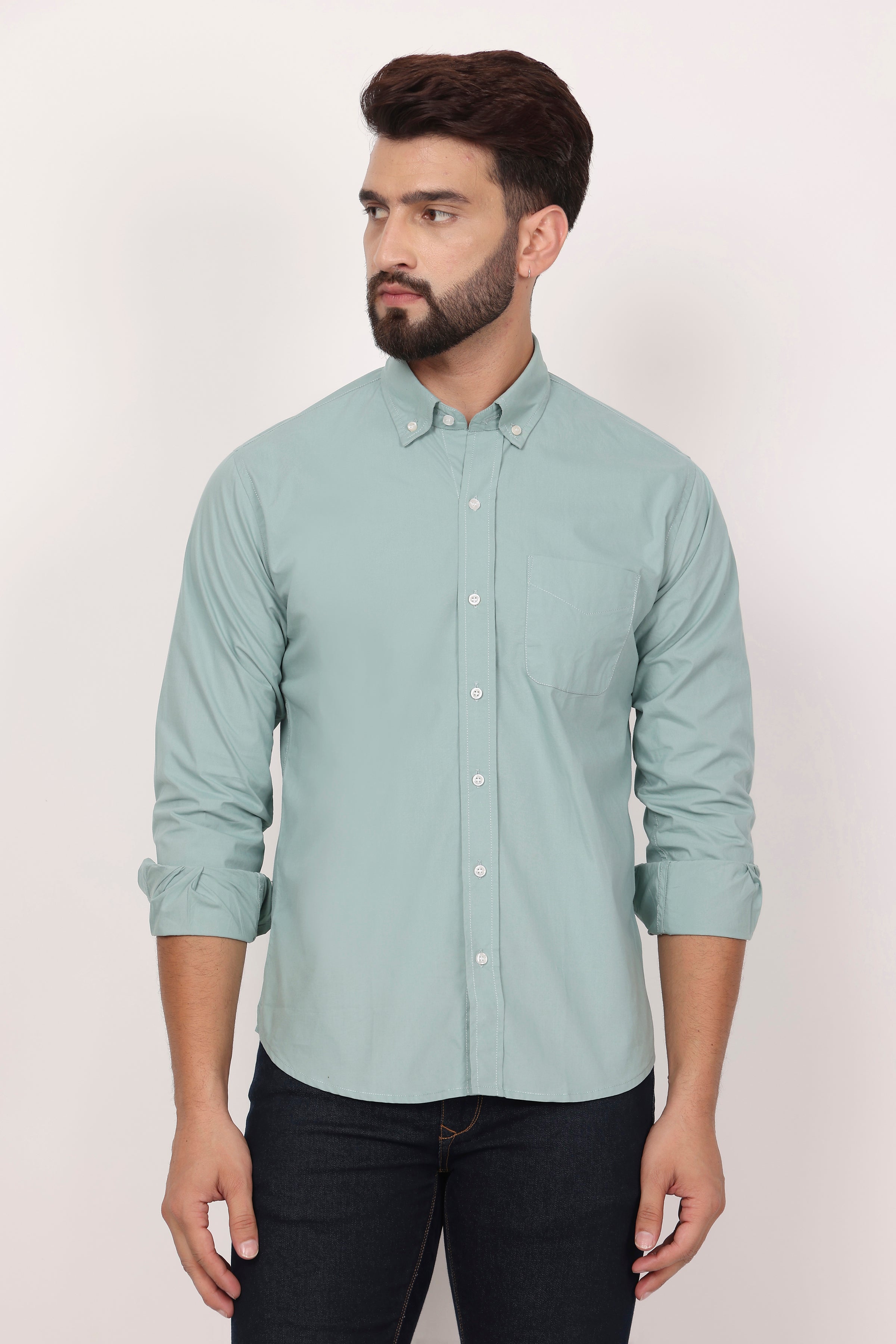 BlackTree New Green Down Button Casual Shirt I 100% Cotton Twill
