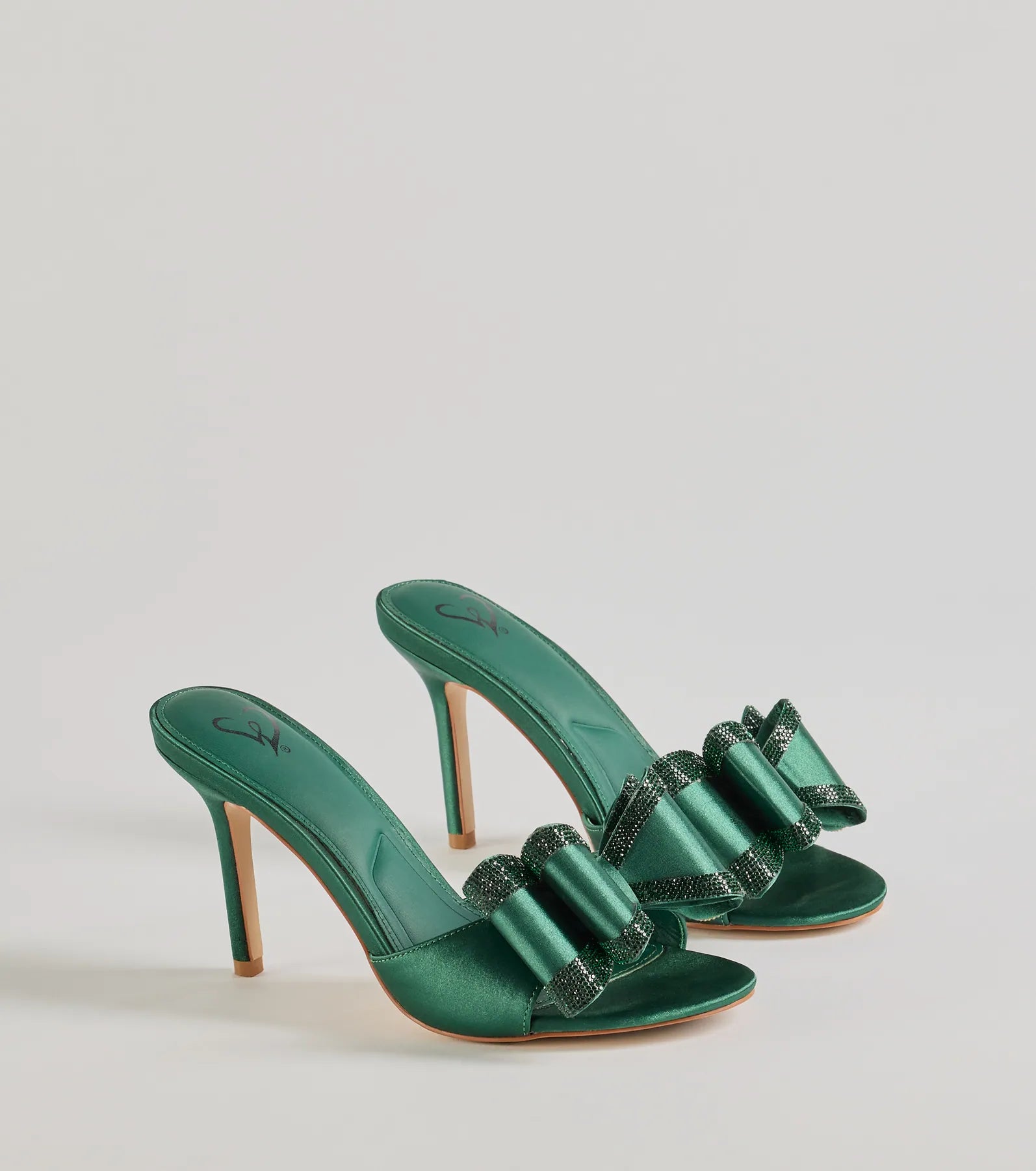 Windsor Dazzling Glam Rhinestone Bow Satin Stiletto Heels