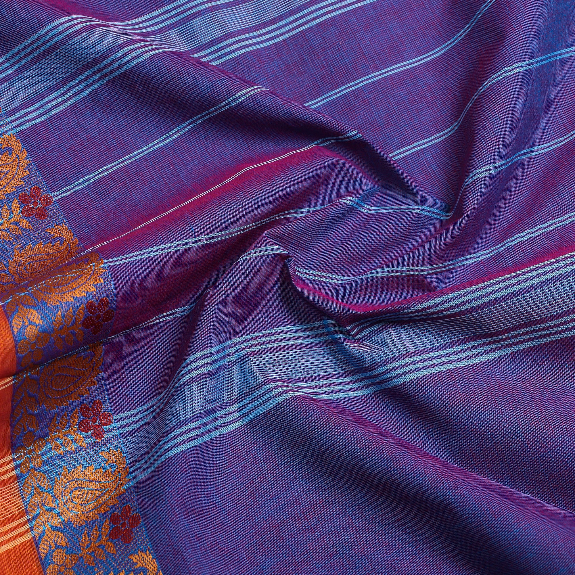 SOUTH KARGHA Blue - Traditional Chettinad Kandangi Cotton Saree with Thread Border - view 4