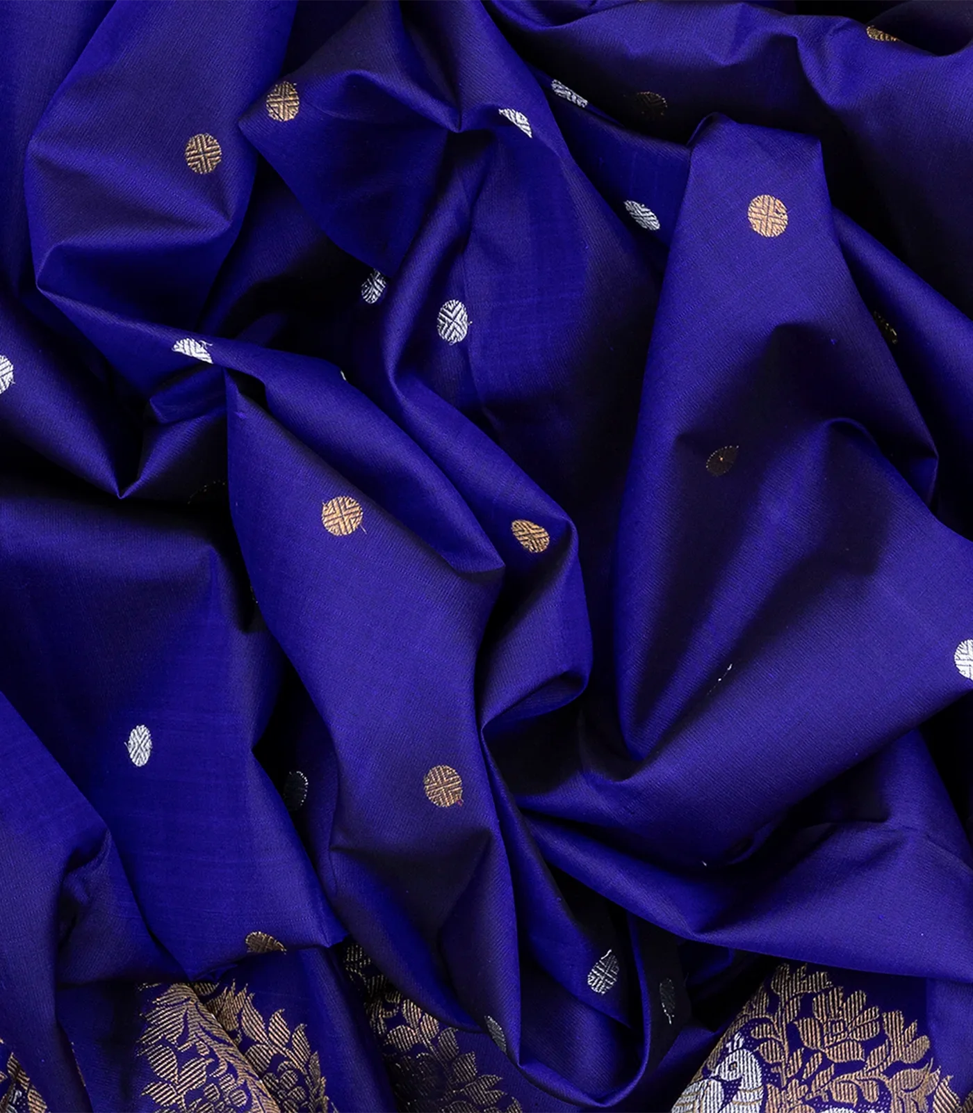 RmKV Blue Handloom Kanchipuram Silk Saree With Rudraksham Motifs-Blue - view 3