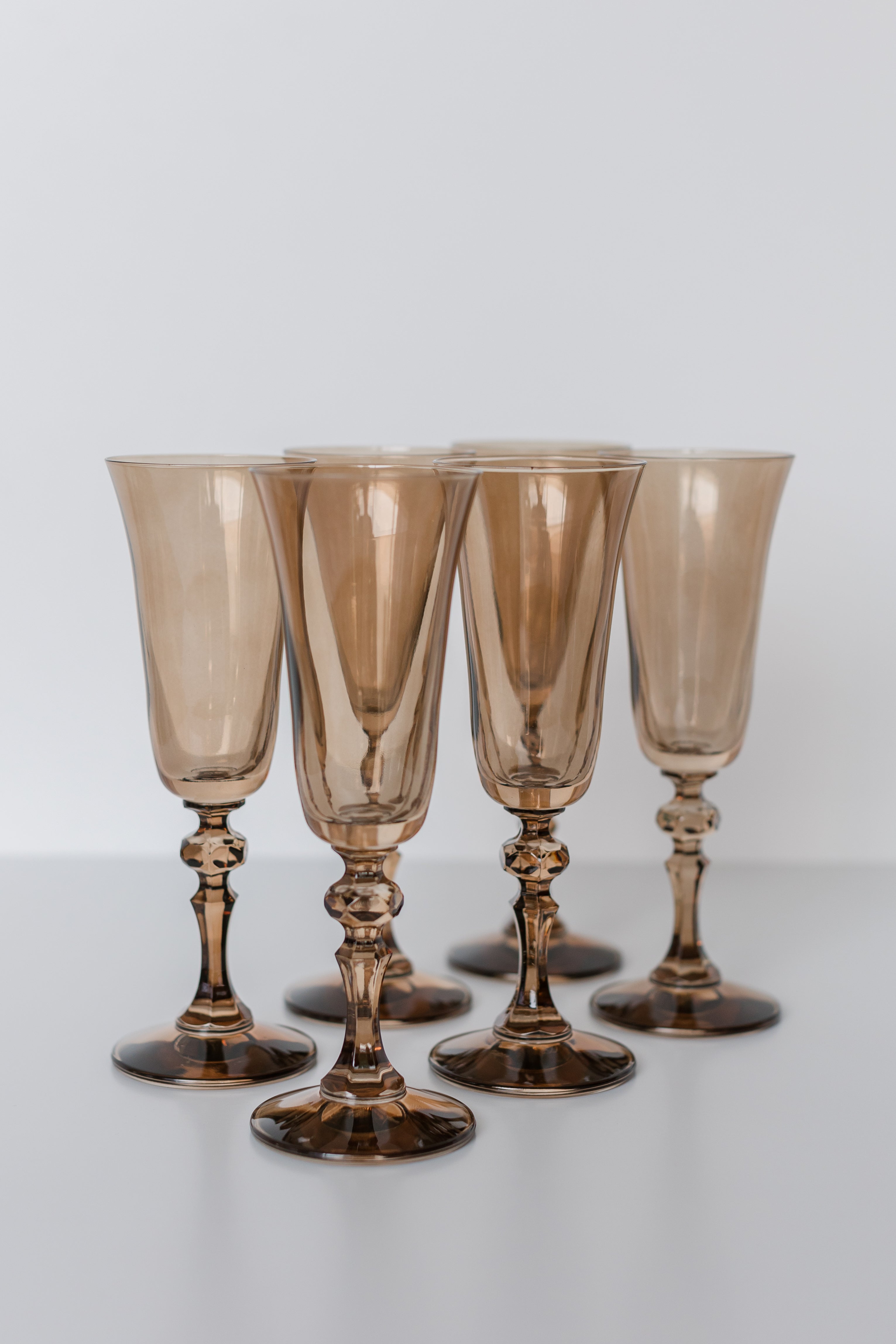 Estelle Colored Glass Estelle Colored Regal Flute - Set of 6 {Mocha Mousse (Our Amber Smoke)}