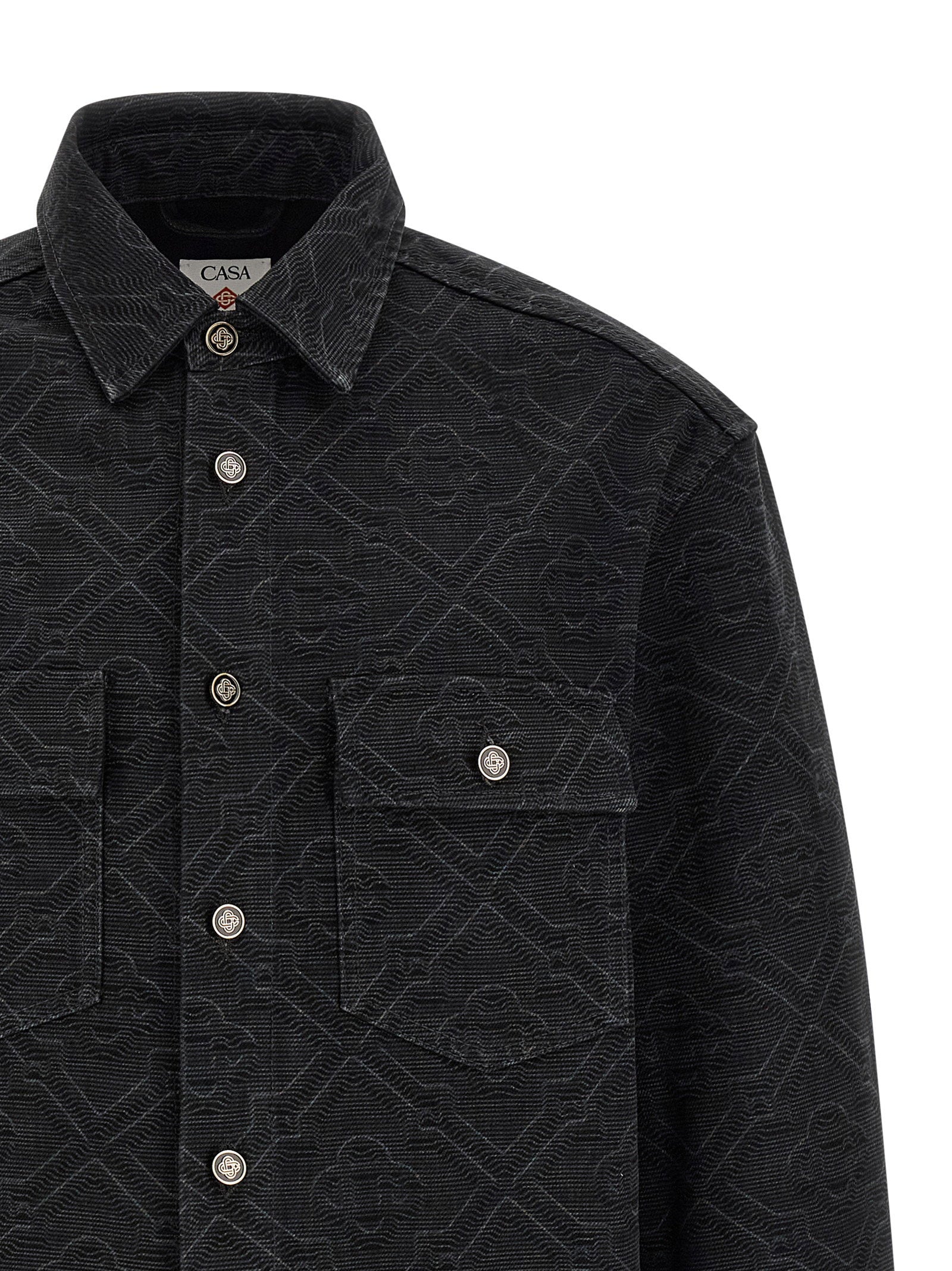 Casablanca Laser Monogram Denim Overshirt – 100% cotton - view 3