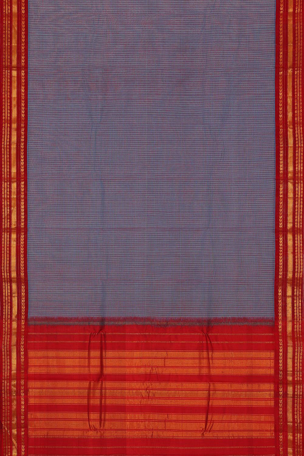 Kalanjali Gadwal Cotton Light Blue Violet Saree - view 3