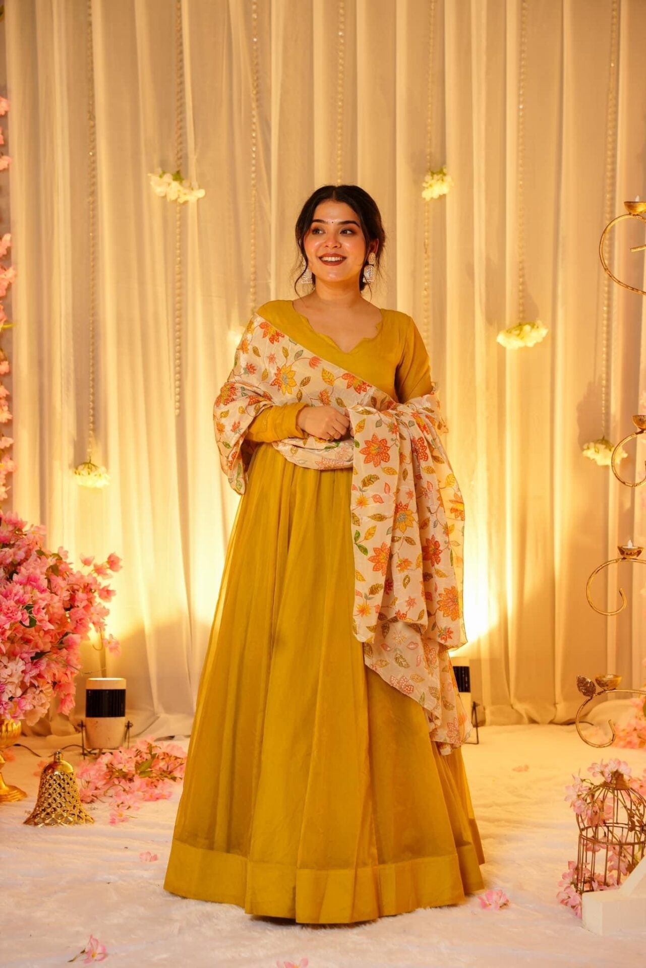Idaho-o Mustard Hues Organza maxi set - view 2