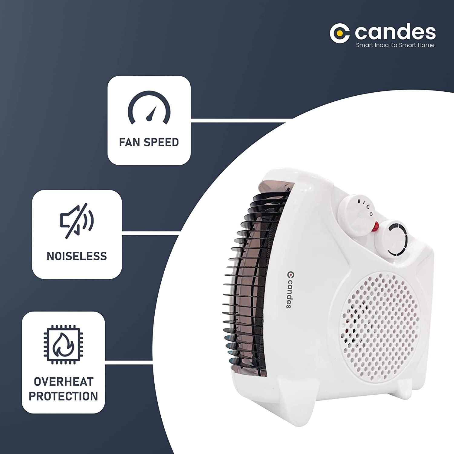 Candes Nova 2000W All in One Silent Blower Fan Room Heater (White) - view 5