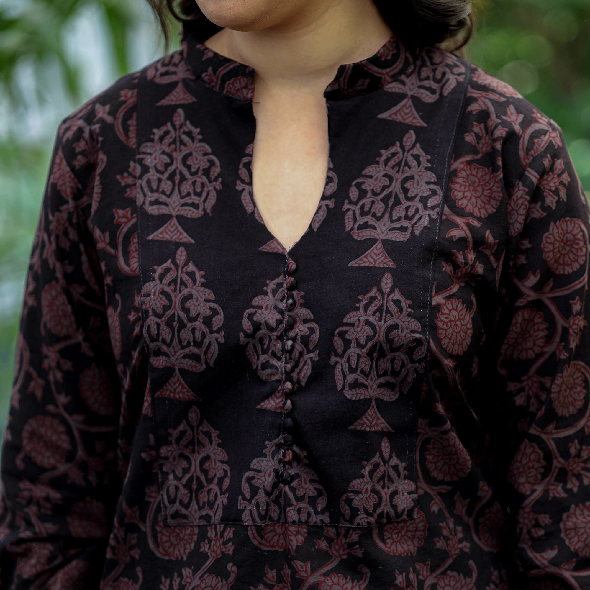 ITOKRI CASUALS Black - Block Print Cotton Straight Bagh Kurta - view 5
