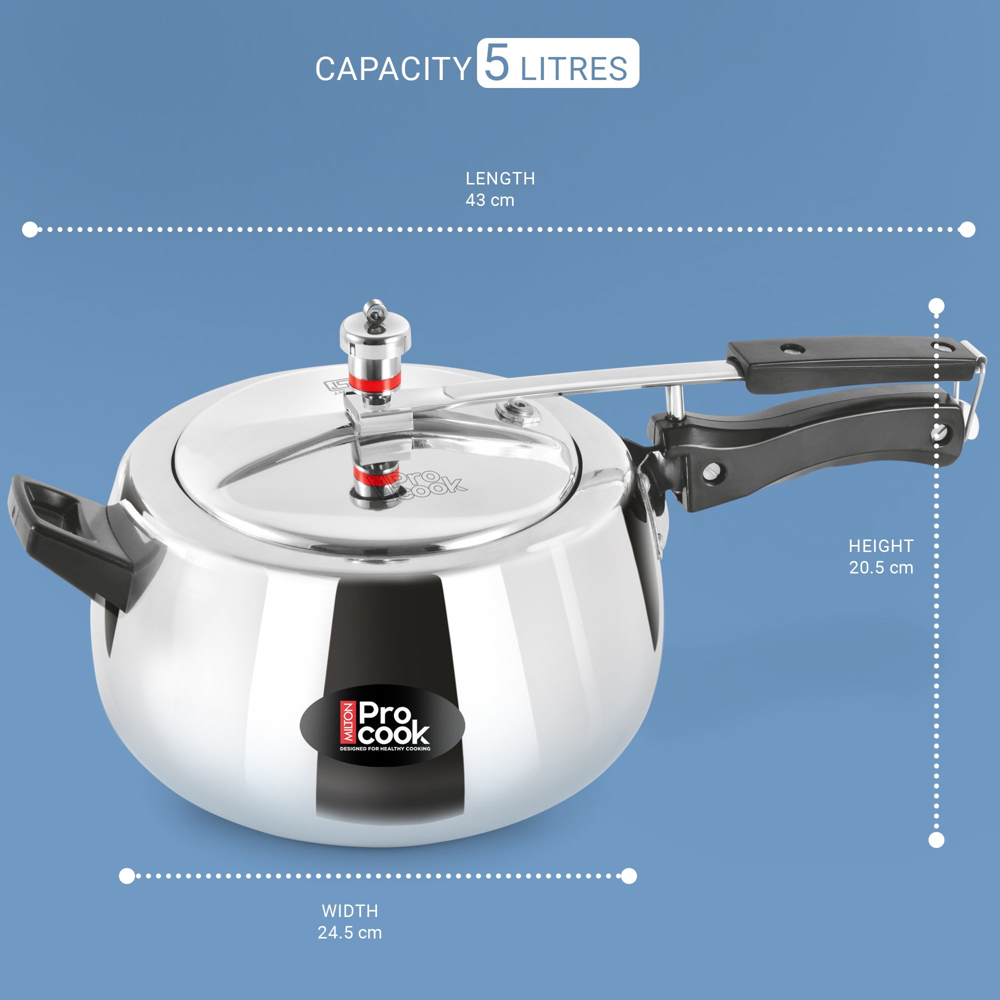 Pressure Cooker Inner Lid Curve Aluminium Induction (Milton Procook) - view 10