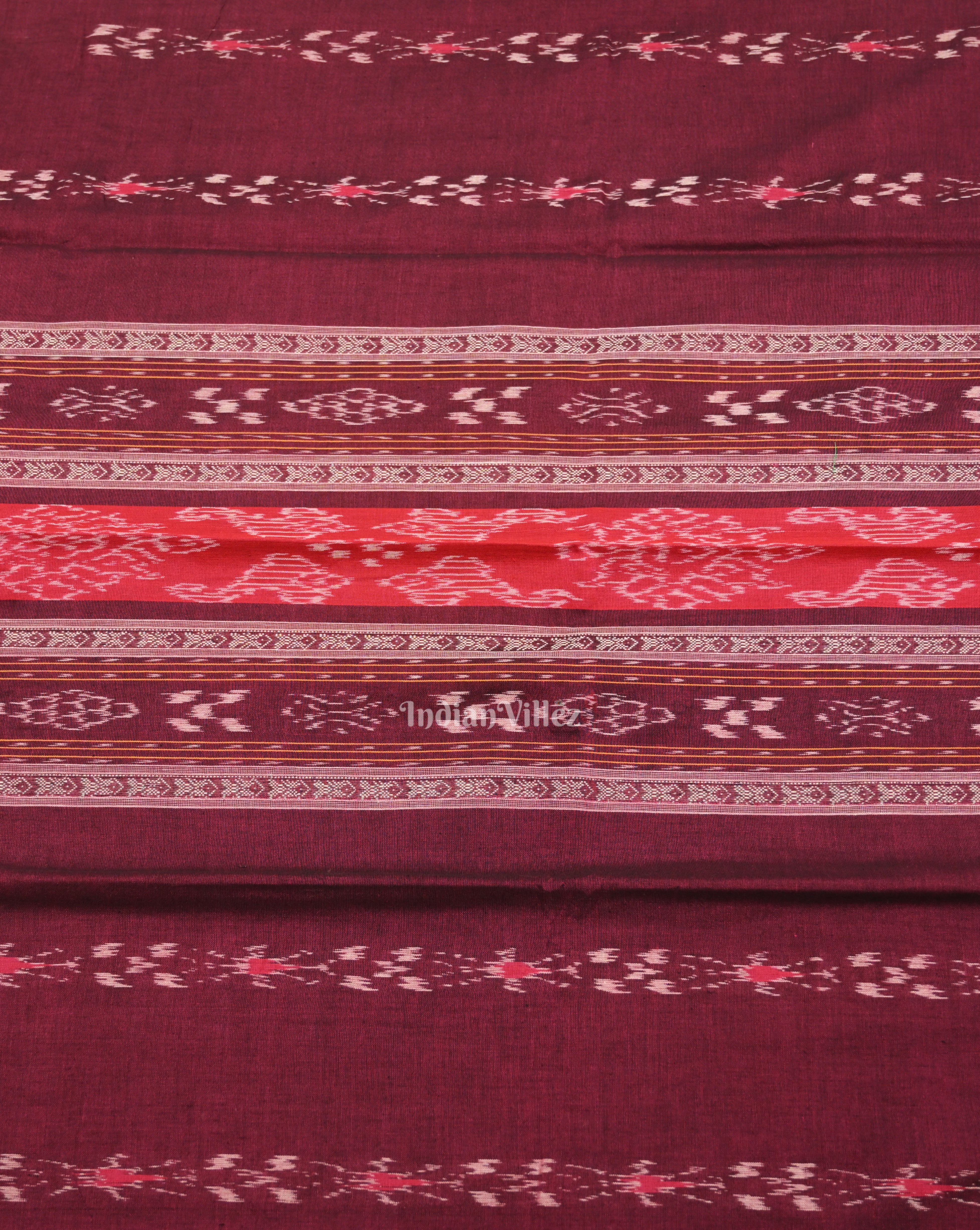 IndianVillèz Maroon Cream Pasapali Sambalpuri Cotton Dress set with Dupatta - view 3