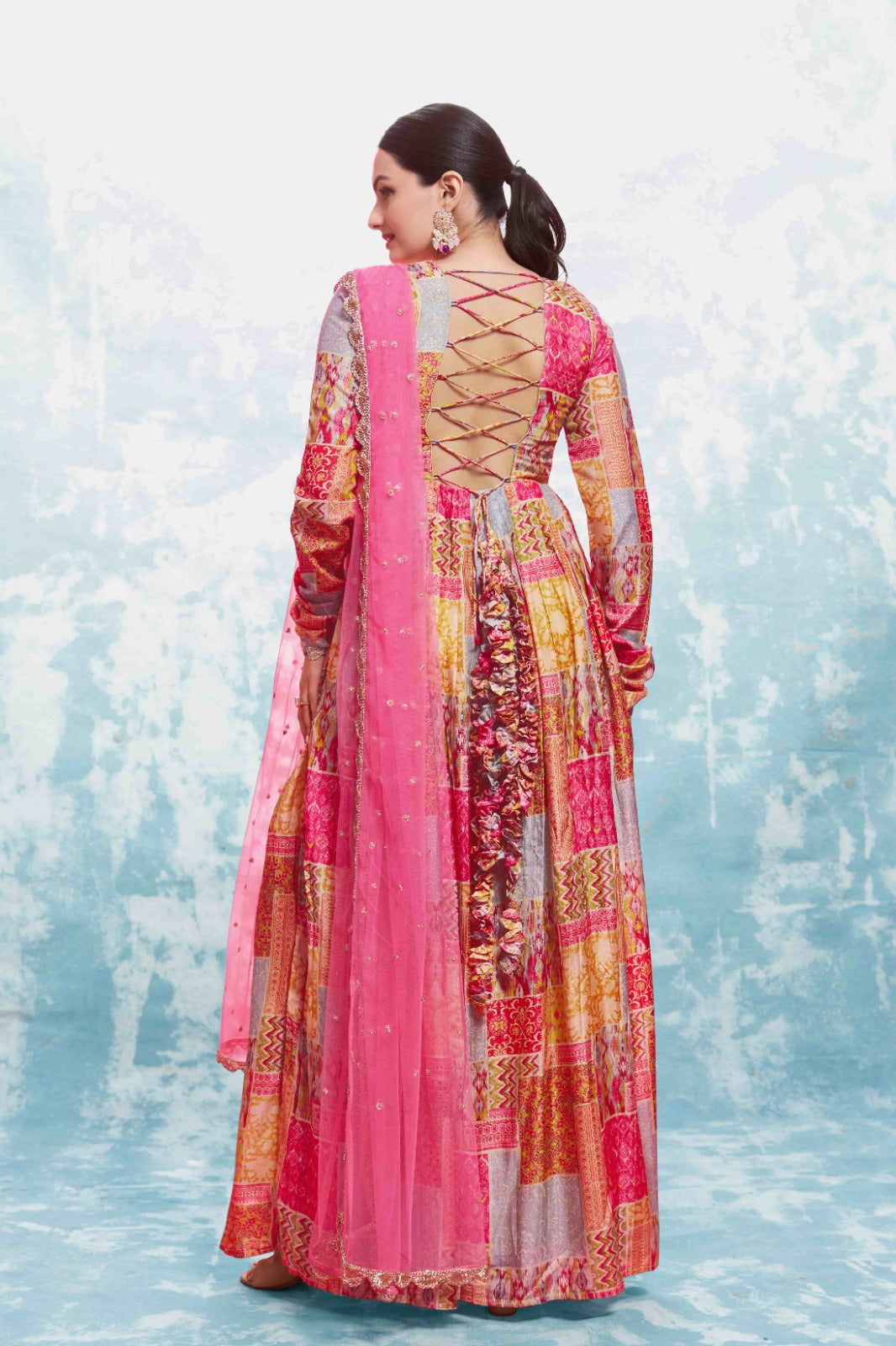 ClothsVilla Multi-Color Muslin Printed & Embroidered Suit Set | Fully Stitched & Ready to Wear - view 8