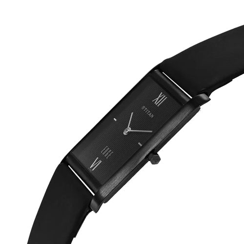Titan Edge Quartz Analog Black Dial Leather Strap Watch for Men 25.1mm NT1043NL01 - view 2