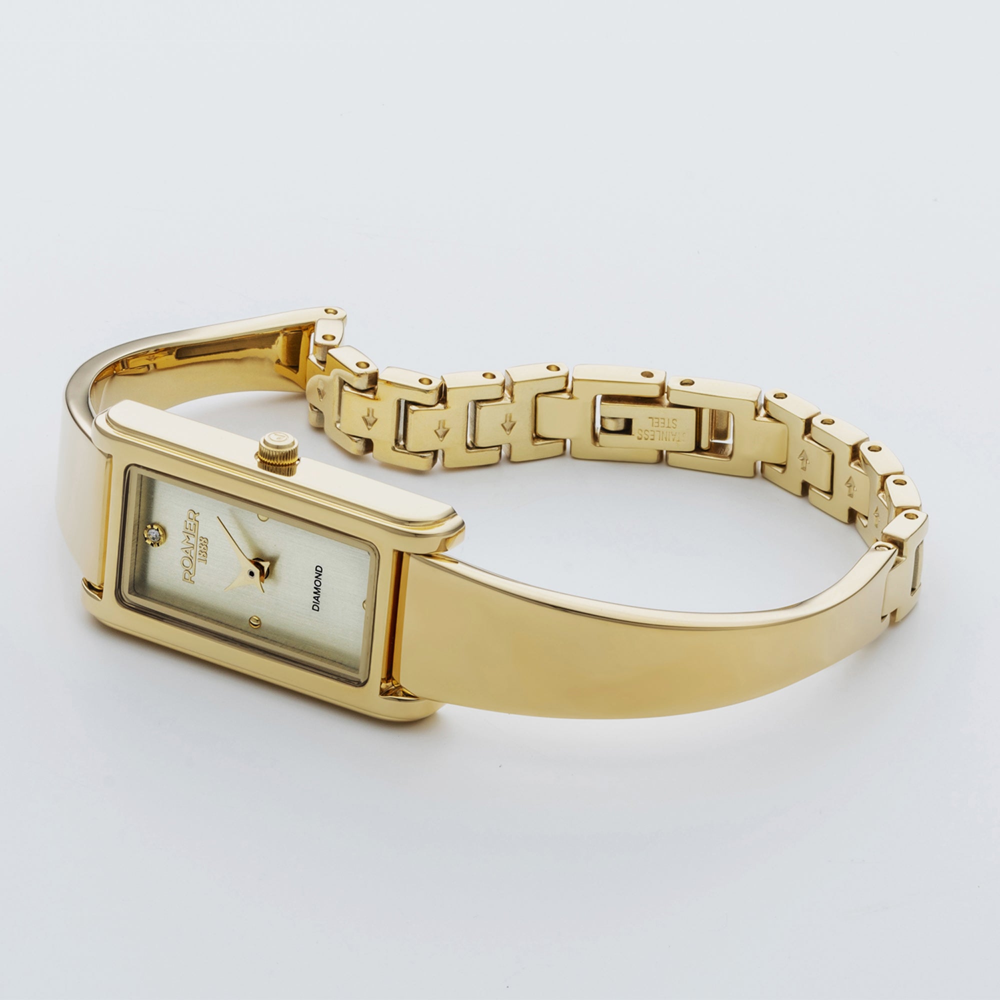Roamer Elegance Diamond Women Quartz Gold Dial Analog Stainless Steel Watch 866845 48 35 20 - view 2