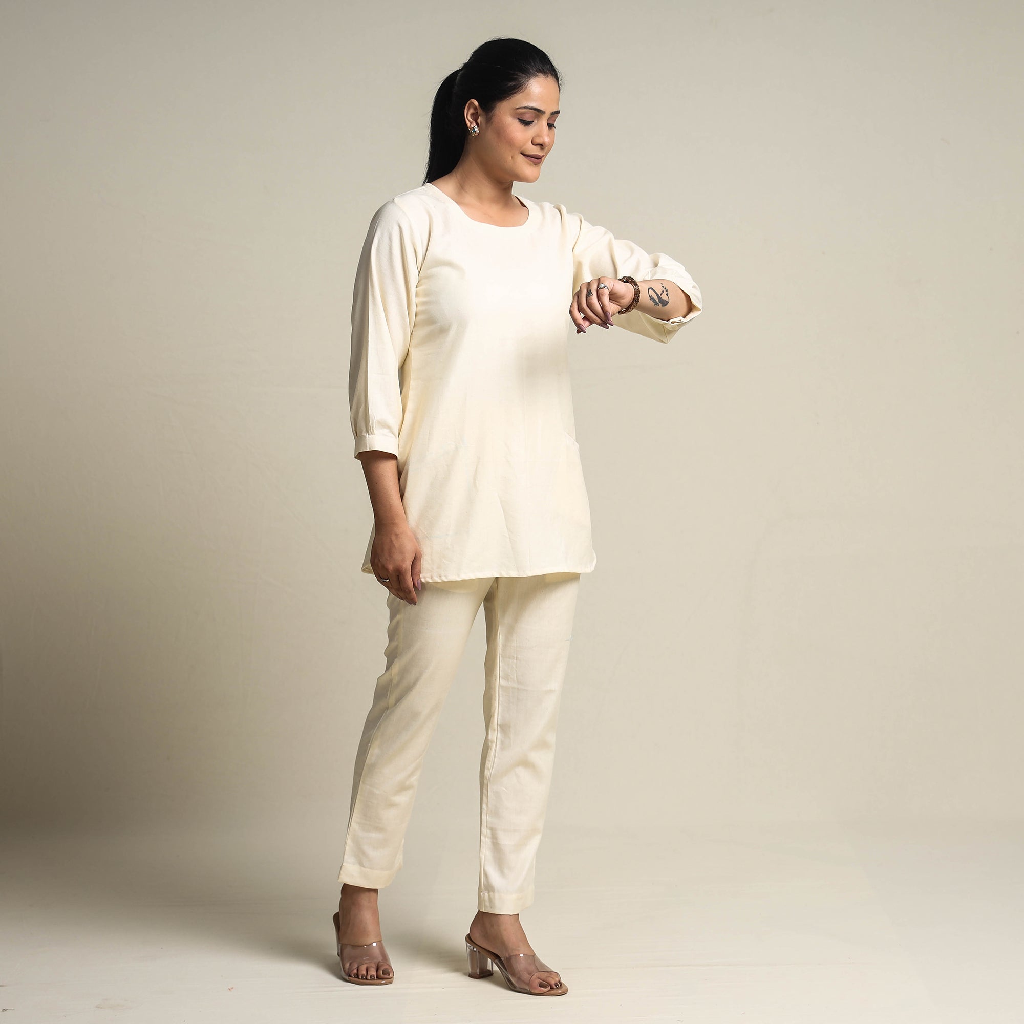 ITOKRI CASUALS Beige - Plain Linen Cotton Co-Ord Set - view 2