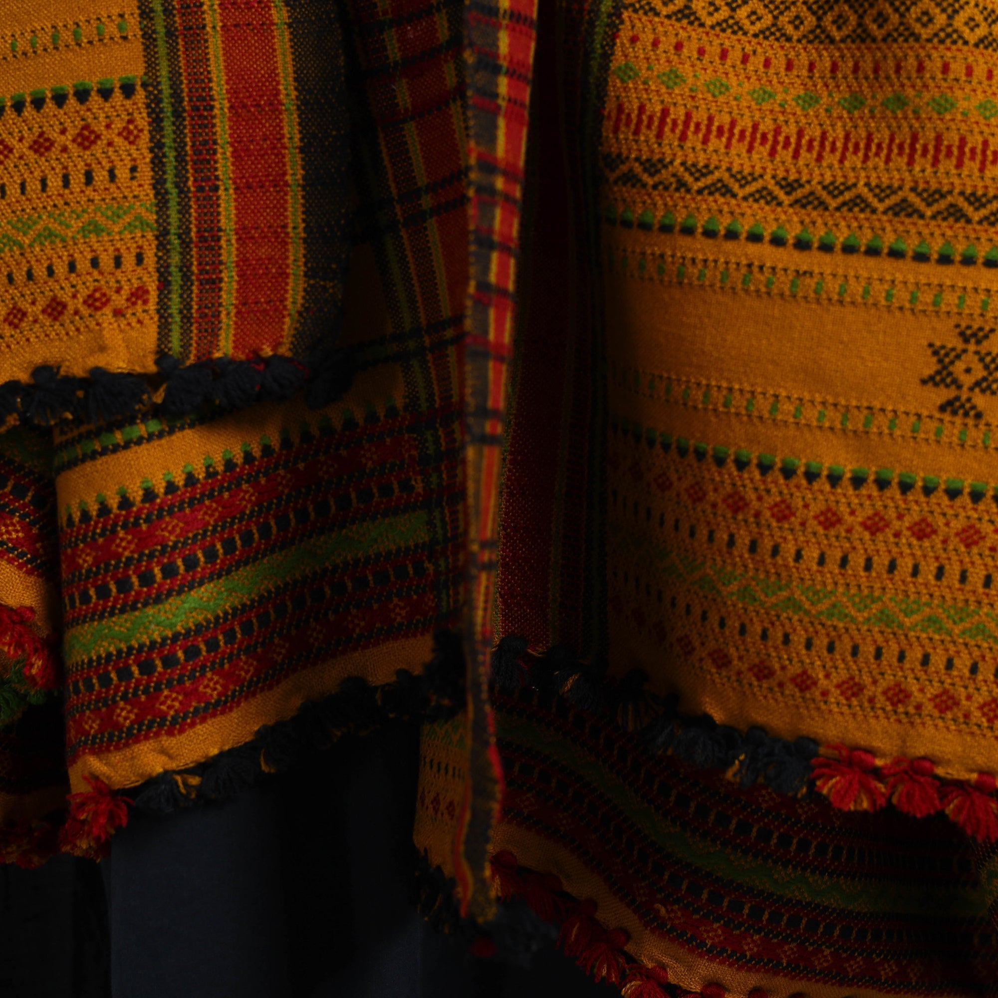 KACHCHH JI CHHAAP Brown - Kutch Bhujodi Weaving Handwoven Mirror Work Woolen Shawl 01 - view 5