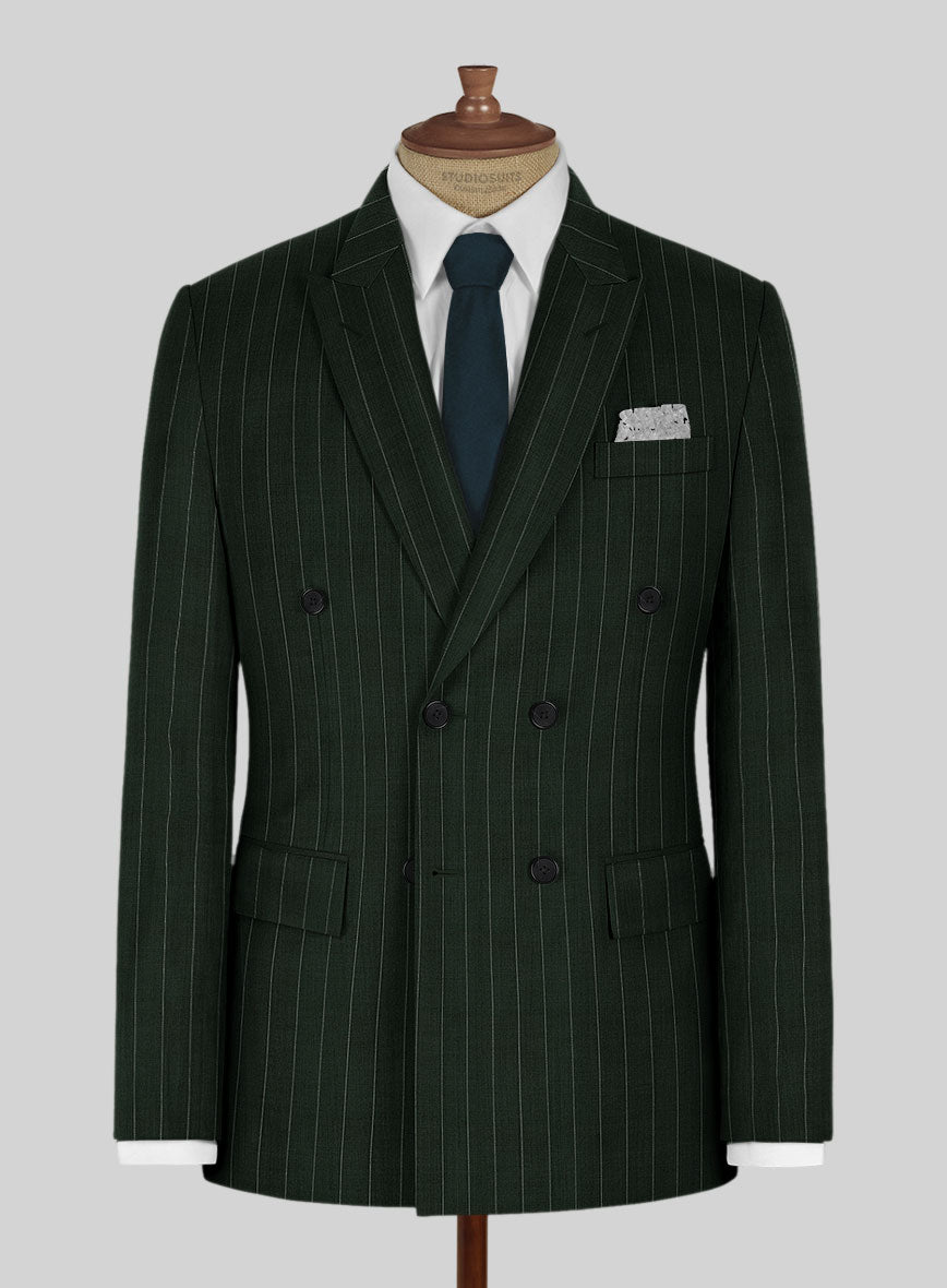 StudioSuits Kingsman Double Breasted Green Stripe Wool Suit - view 3