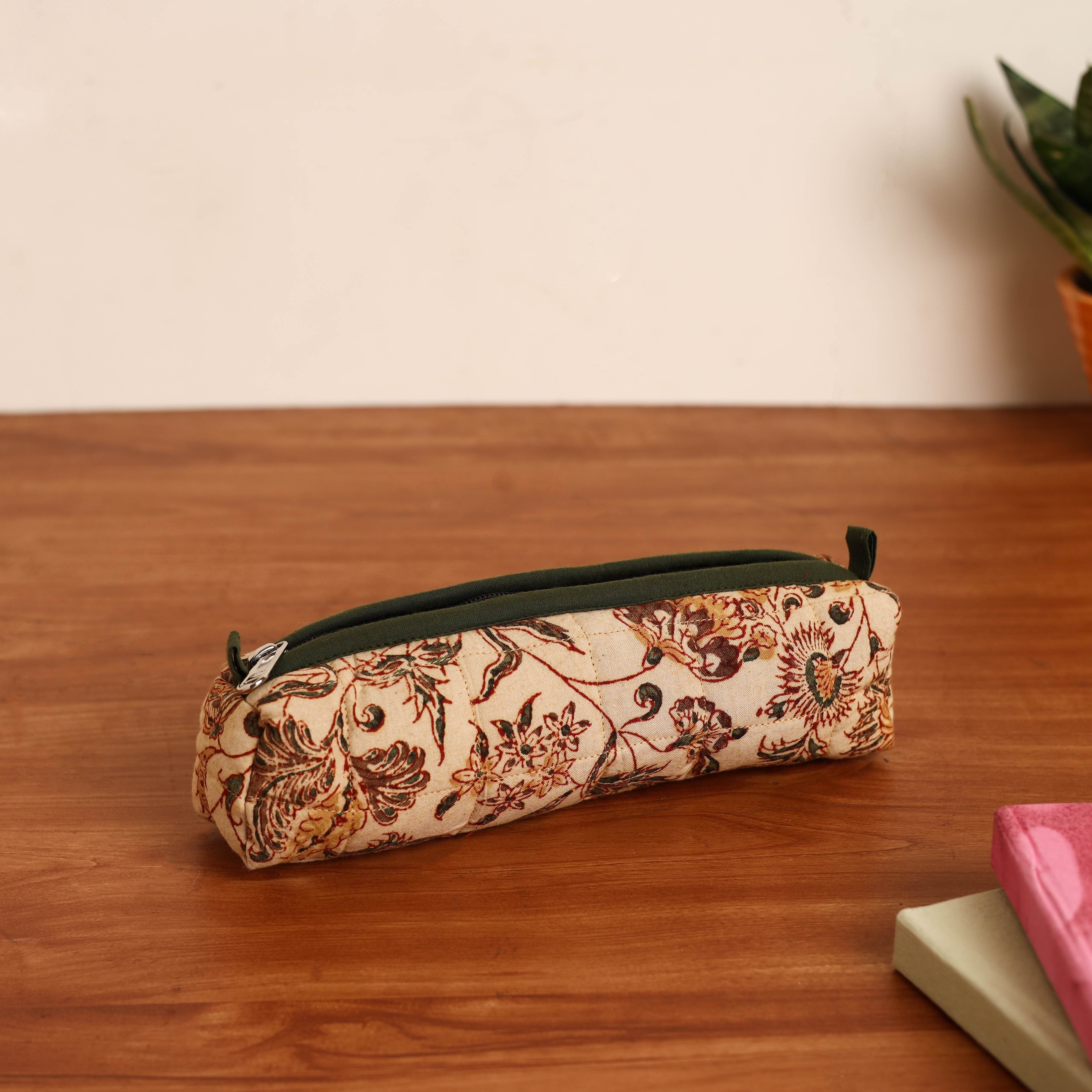 NOORI BAZAR Beige - Handmade Quilted Cotton Pencil Pouch 24