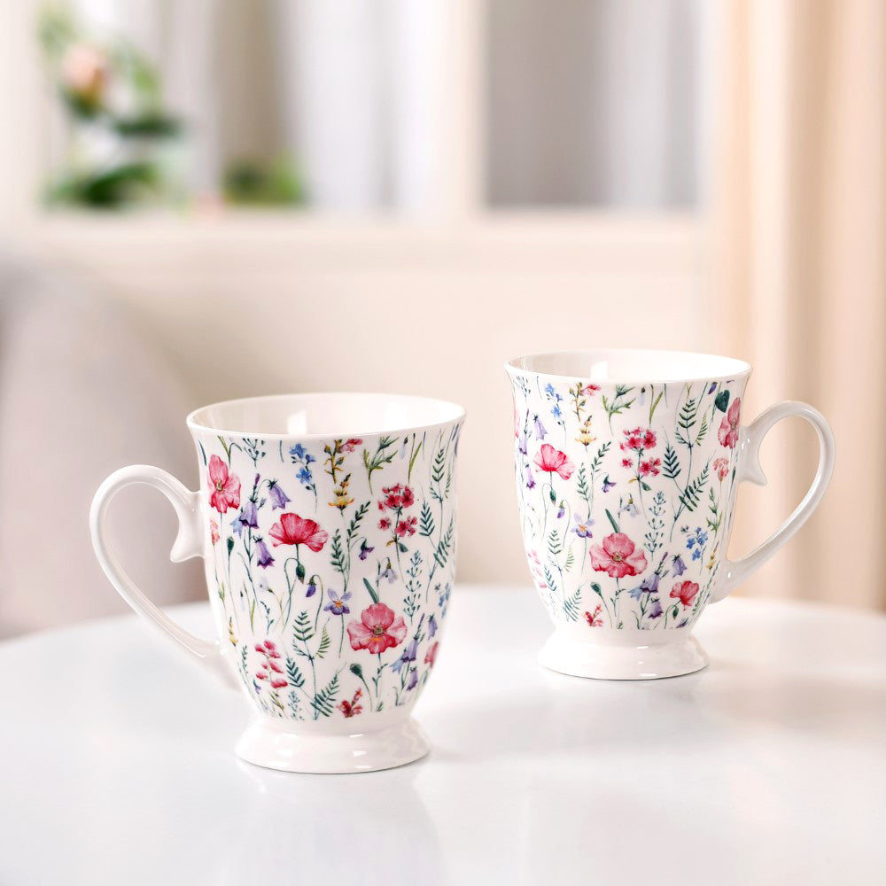 Nestasia Wildflower Whispers Ceramic Coffee Mug Set Of 2 Pink 400ml