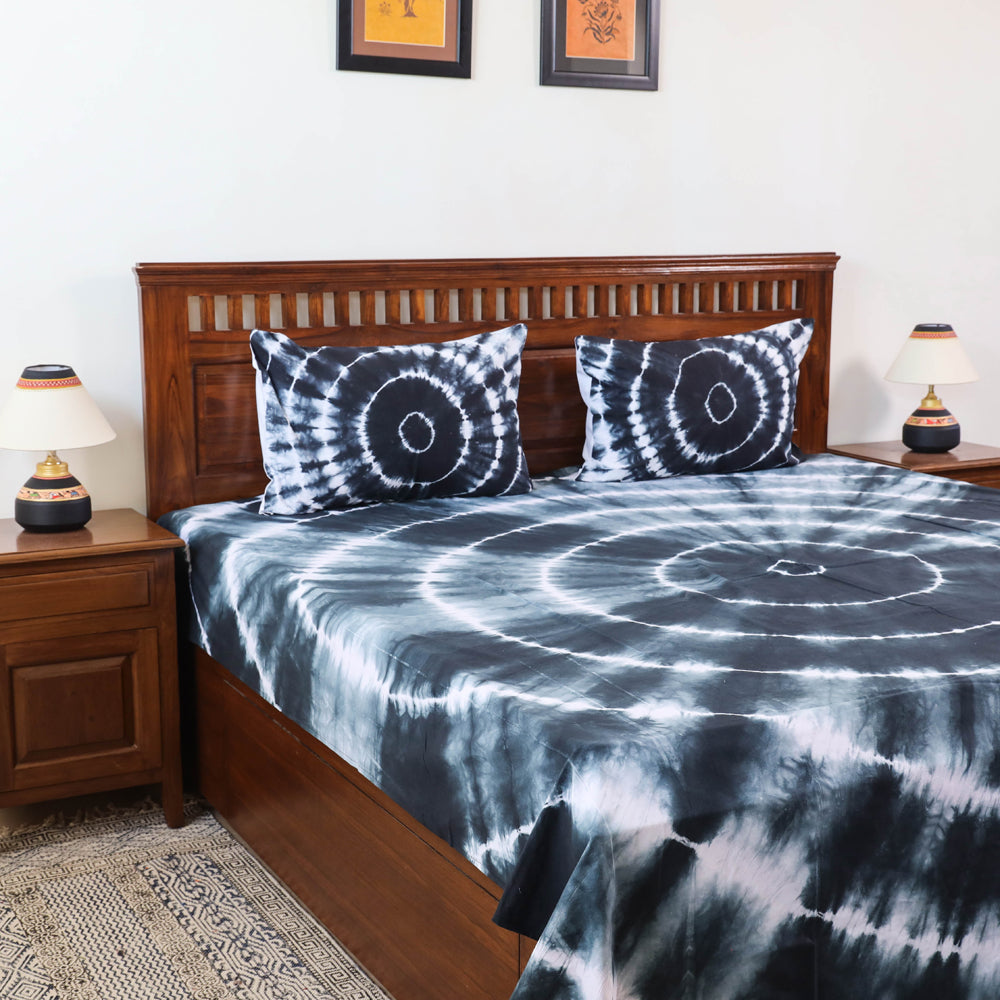 Tie dye cotton – HAVELI CHRONICLES Black - Tie & Dye Cotton Double Shibori Bed Sheet Set