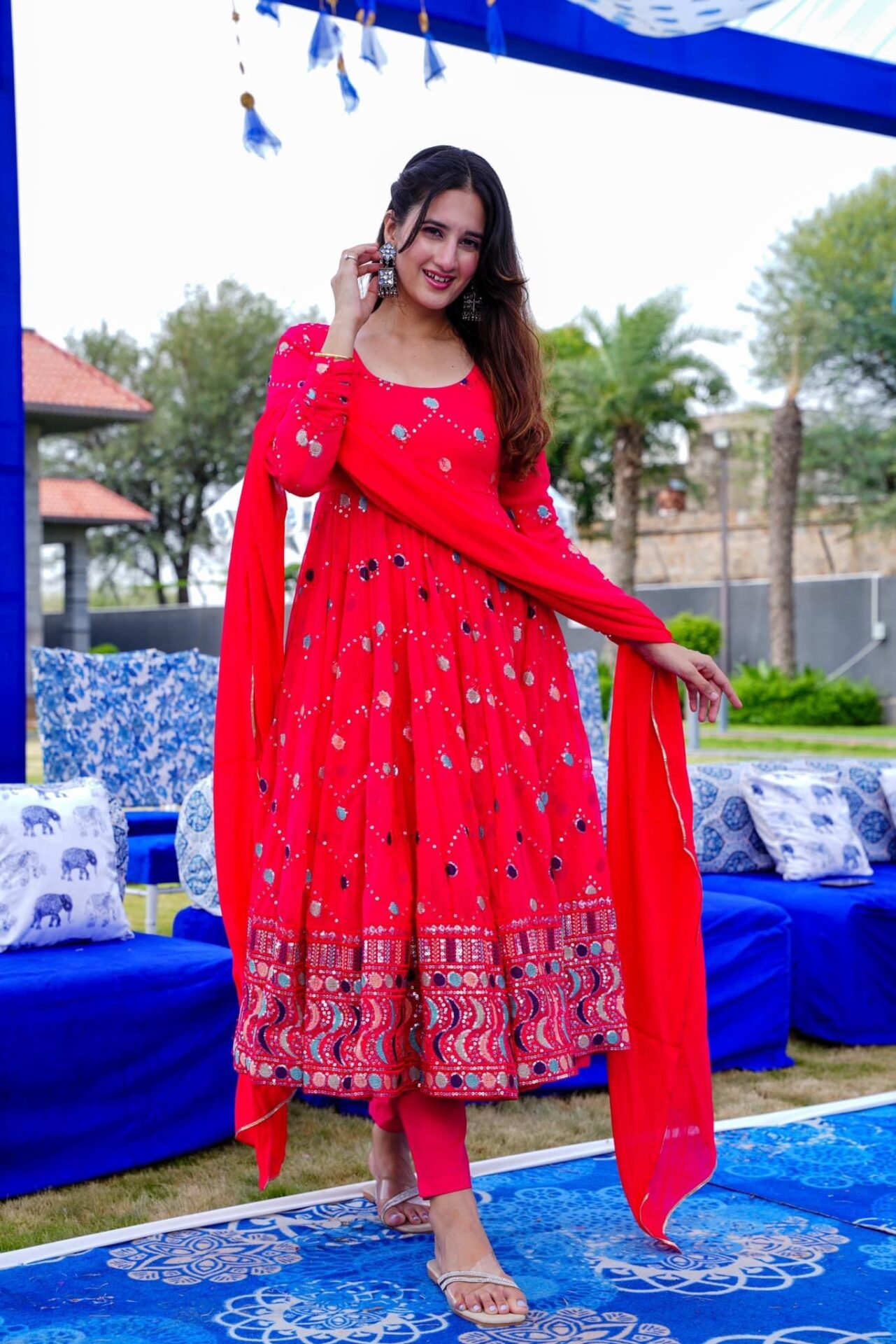 Idaho-o Cinnabar embroidered suit set