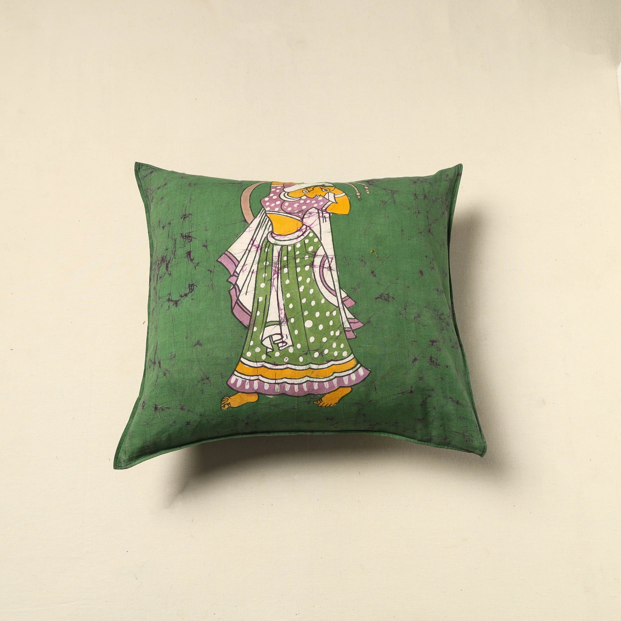 KACHCHH JI CHHAAP Pure Cotton Hand Batik Cushion Cover (18 x 18 in) 81