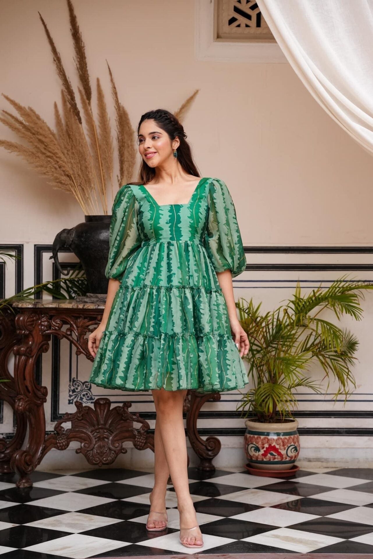 Idaho-o Midori Green Organza Dress - view 2