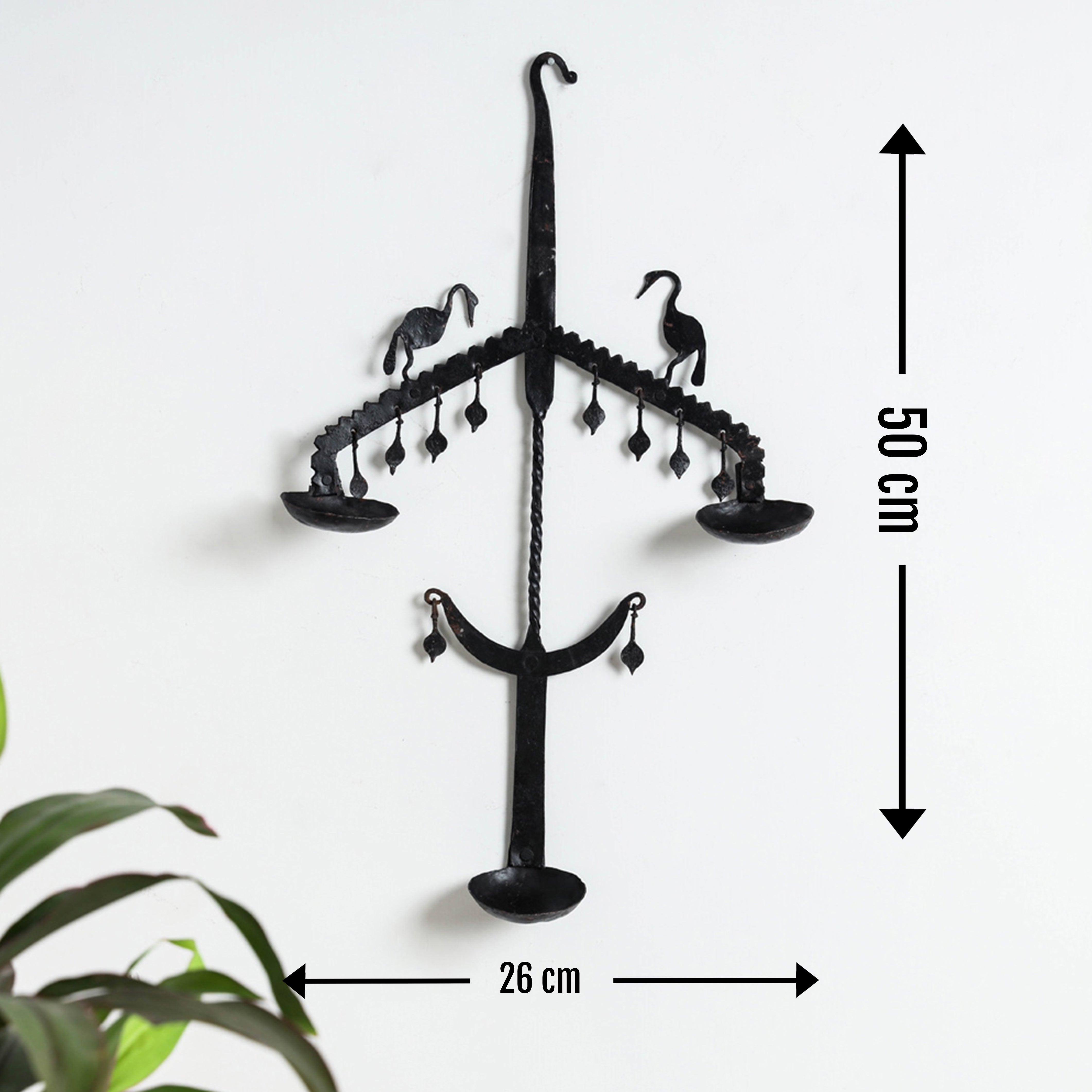 CHHATTISGARH HASTSHILP VIKAS BOARD Bastar Tribal Wrought Iron 3 Diya / Candle Stand - view 3