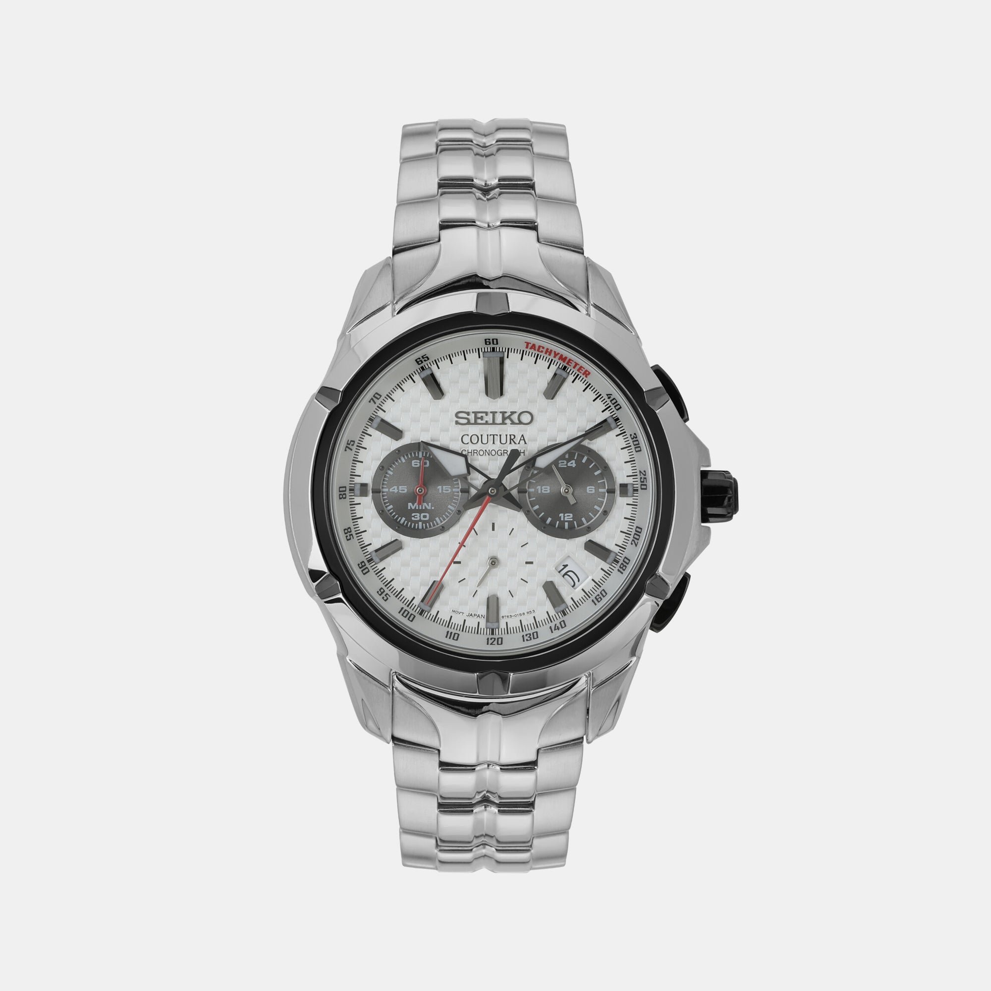 Seiko Coutura Men Quartz White Dial Chronograph Stainless Steel Watch SSB433P9