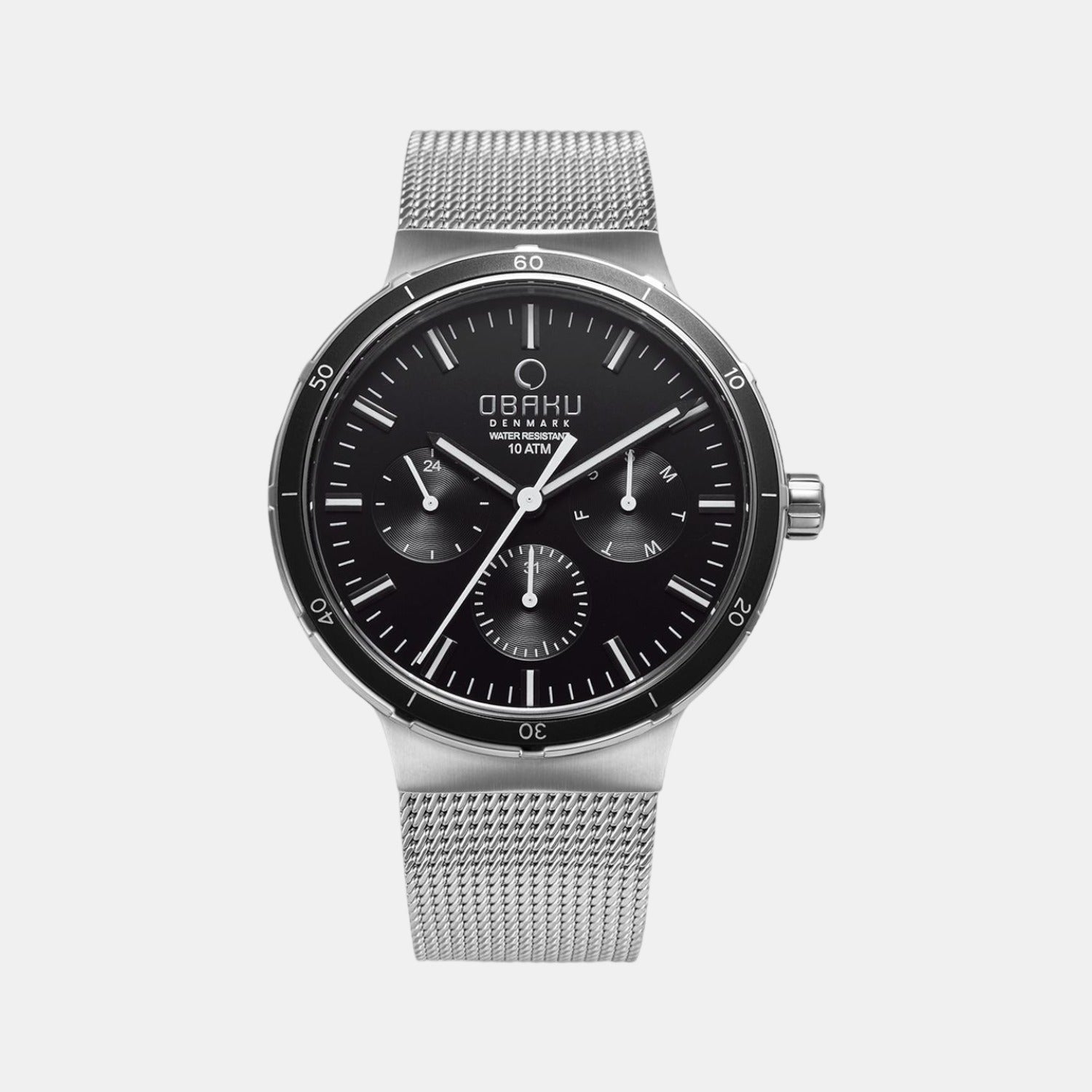 Obaku Dyb Onyx Men Quartz Black Dial Analog Stainless Steel Watch V220GMCBMC