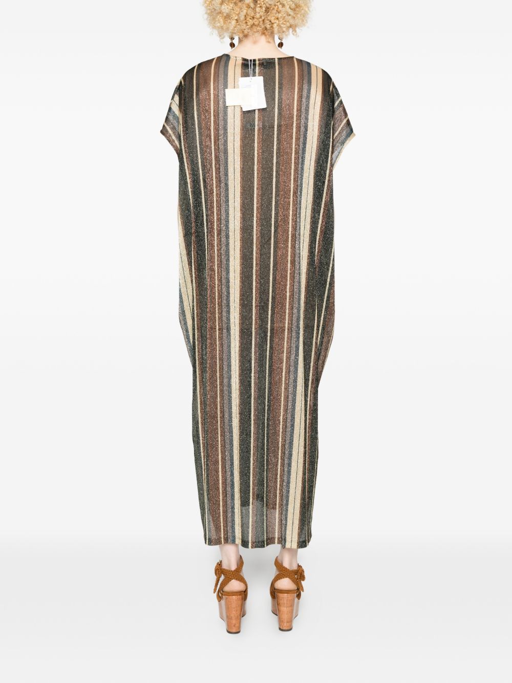 Siyu V-neck side slit Zoe striped kaftan dress - view 3