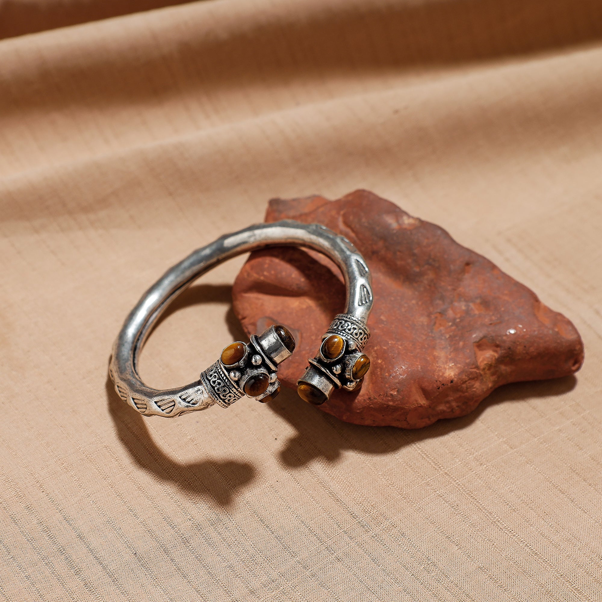 Silver kada bangle – WHITE RIVER STORIES Antique Finish Oxidised German Silver Kada / Bangle