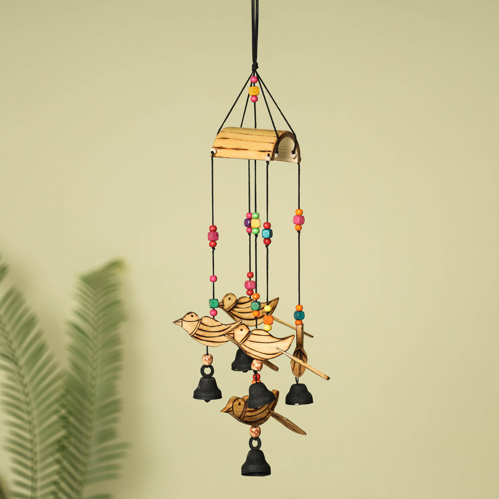 ITOKRI CRAFTS INITIATIVE Bird - Hand Carved Khamhar Wood Jhoomar / Hanging