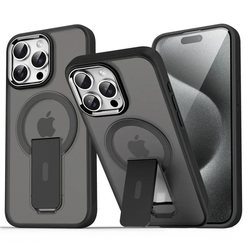 Million Cases Frosted Elegance Kickstand Magnetic Case - iPhone