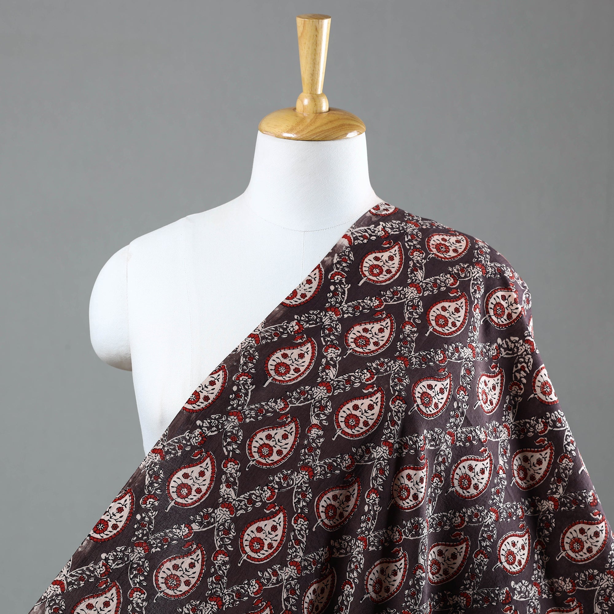 AJRAKH BY JABBAR KHATRI Brown - Natural Dyed Cotton Ajrakh Print Fabric 43