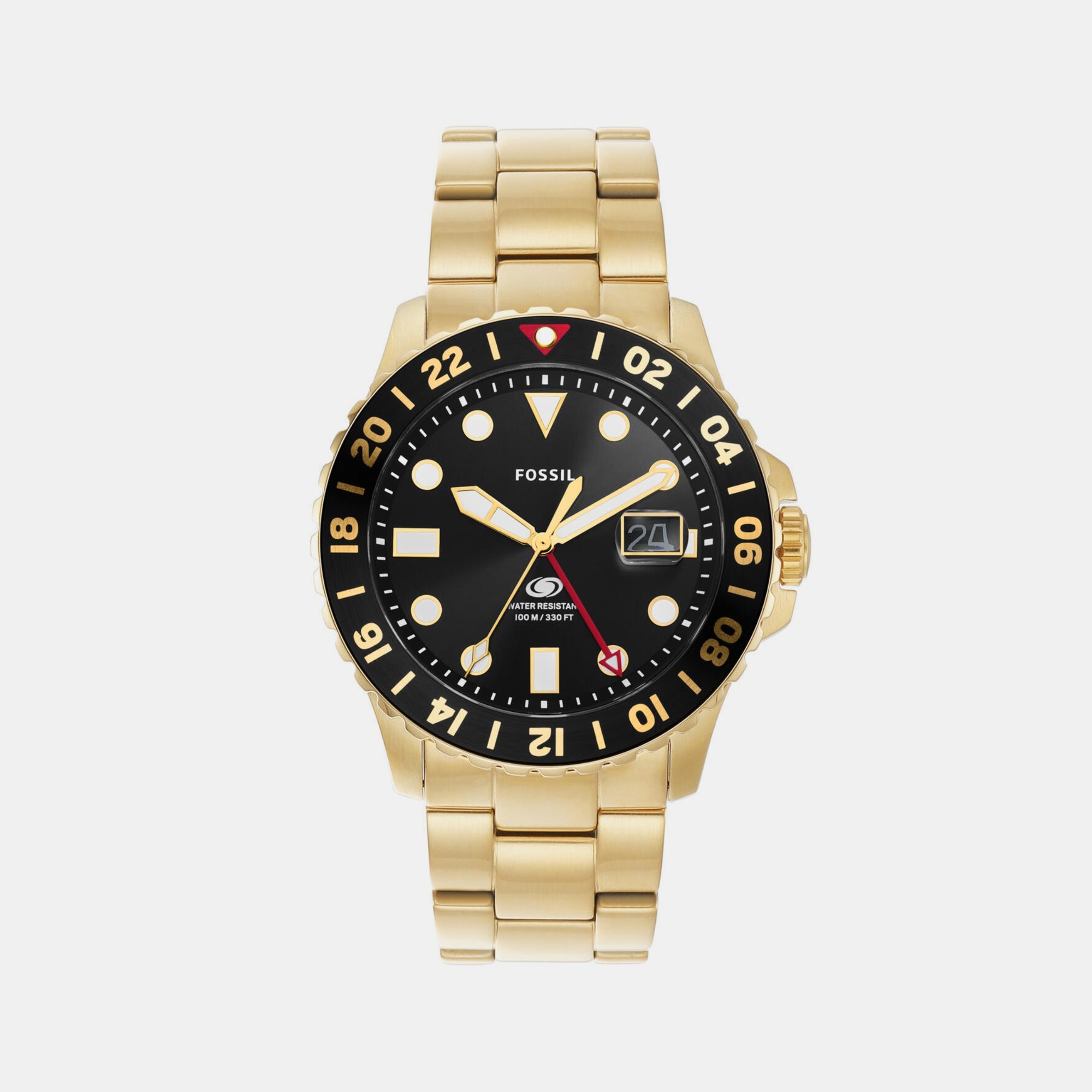 Fossil Blue GMT Men Black Dial Analog Stainless Steel Watch FS5990