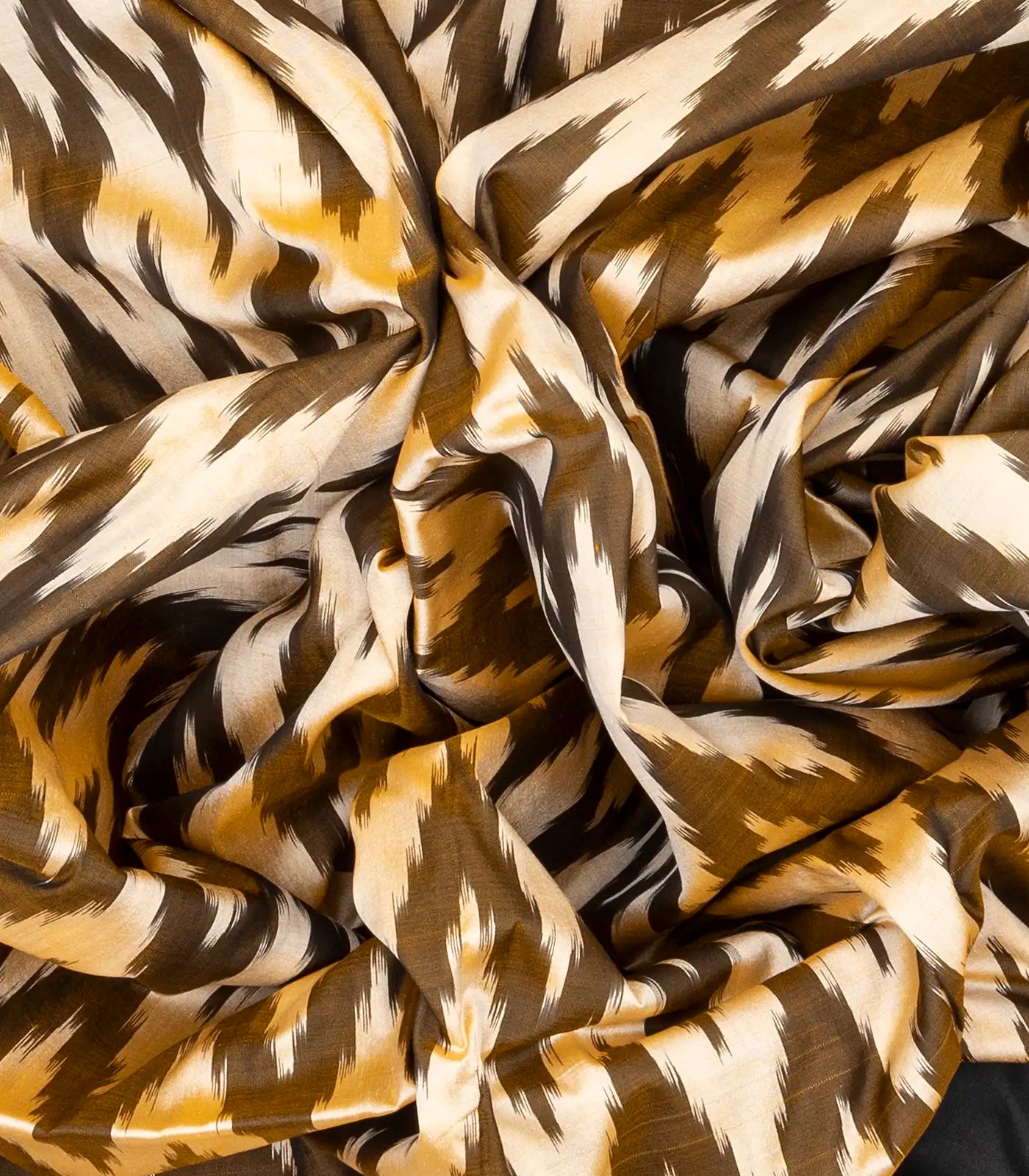 RmKV Dark Olive Handloom Ikat Silk Saree With White Chevron Motifs - view 3