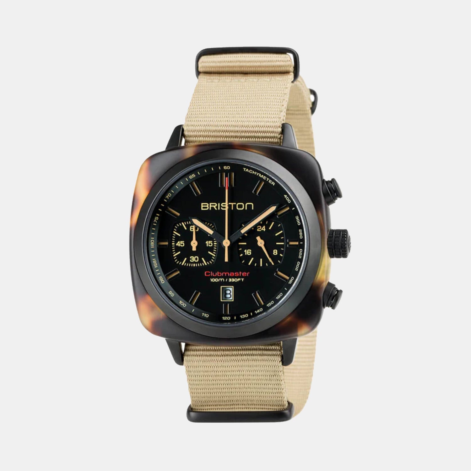 Briston Clubmaster Sport Men Quartz Matt Black Dial Chronograph Nato Watch 18142.PBAM.TSS.5.NK