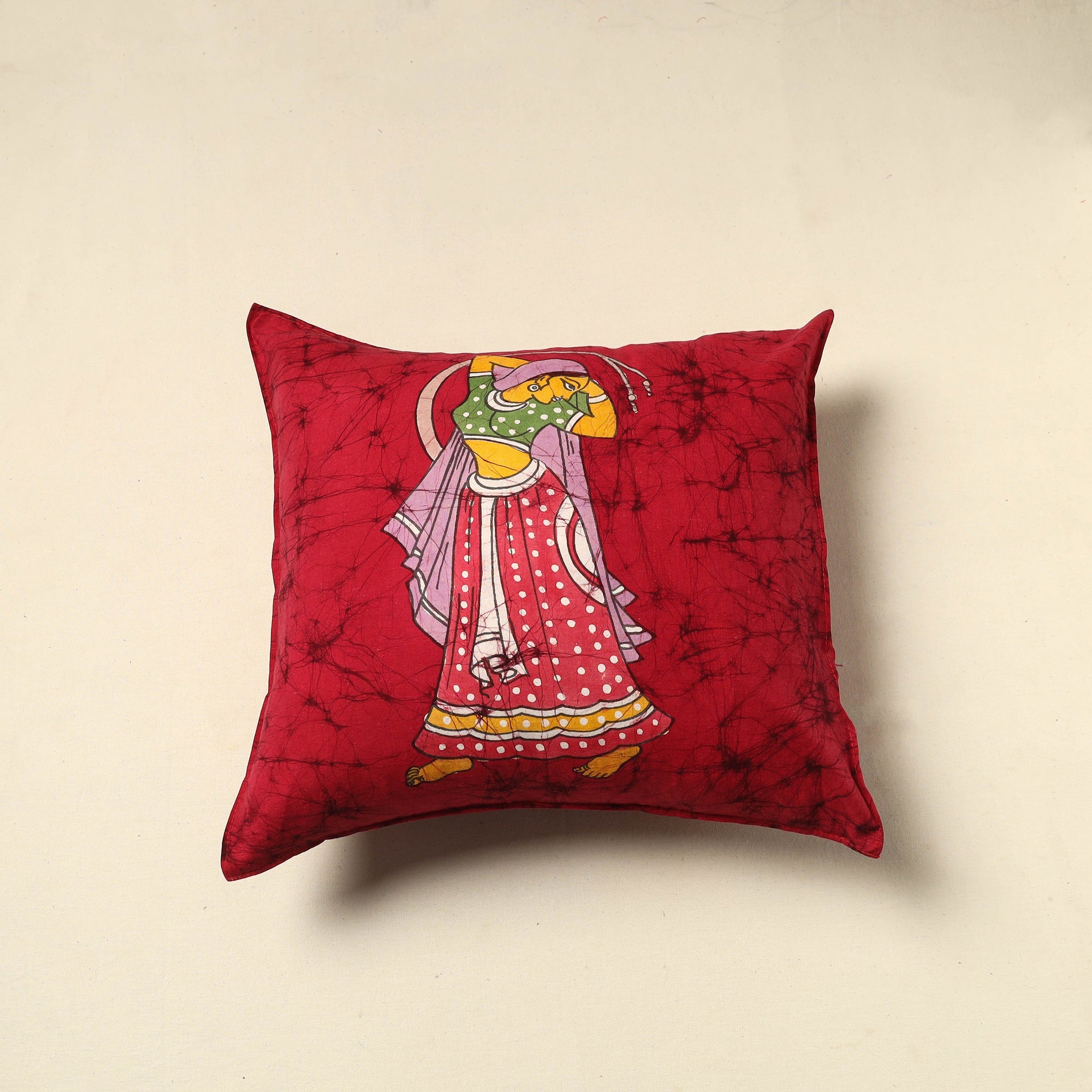 KACHCHH JI CHHAAP Pure Cotton Hand Batik Cushion Cover (18 x 18 in) 79