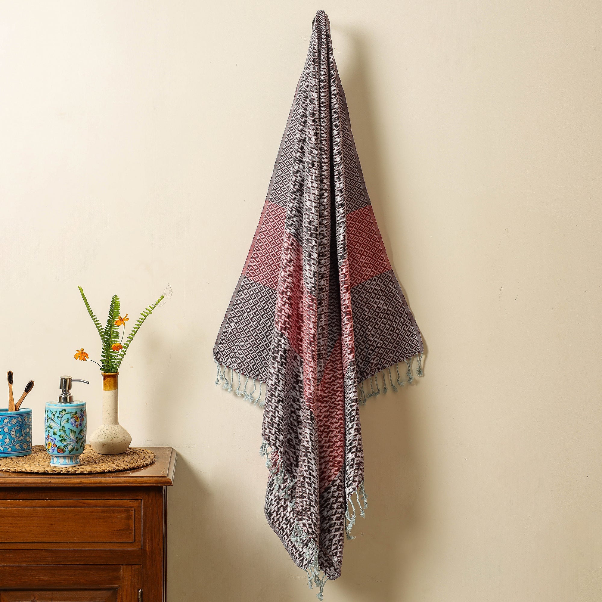 HANDLOOM VIRASAT Brown - Handloom Cotton Towel with Tassels from Bijnor by Nizam