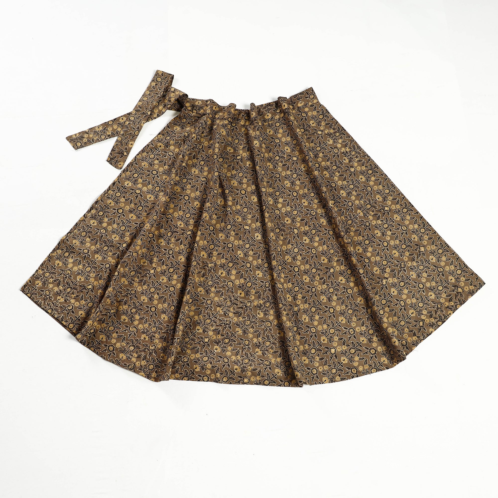 NOORI BAZAR Brown - Ajrakh Block Printed Cotton Wrap Around Skirt - view 2