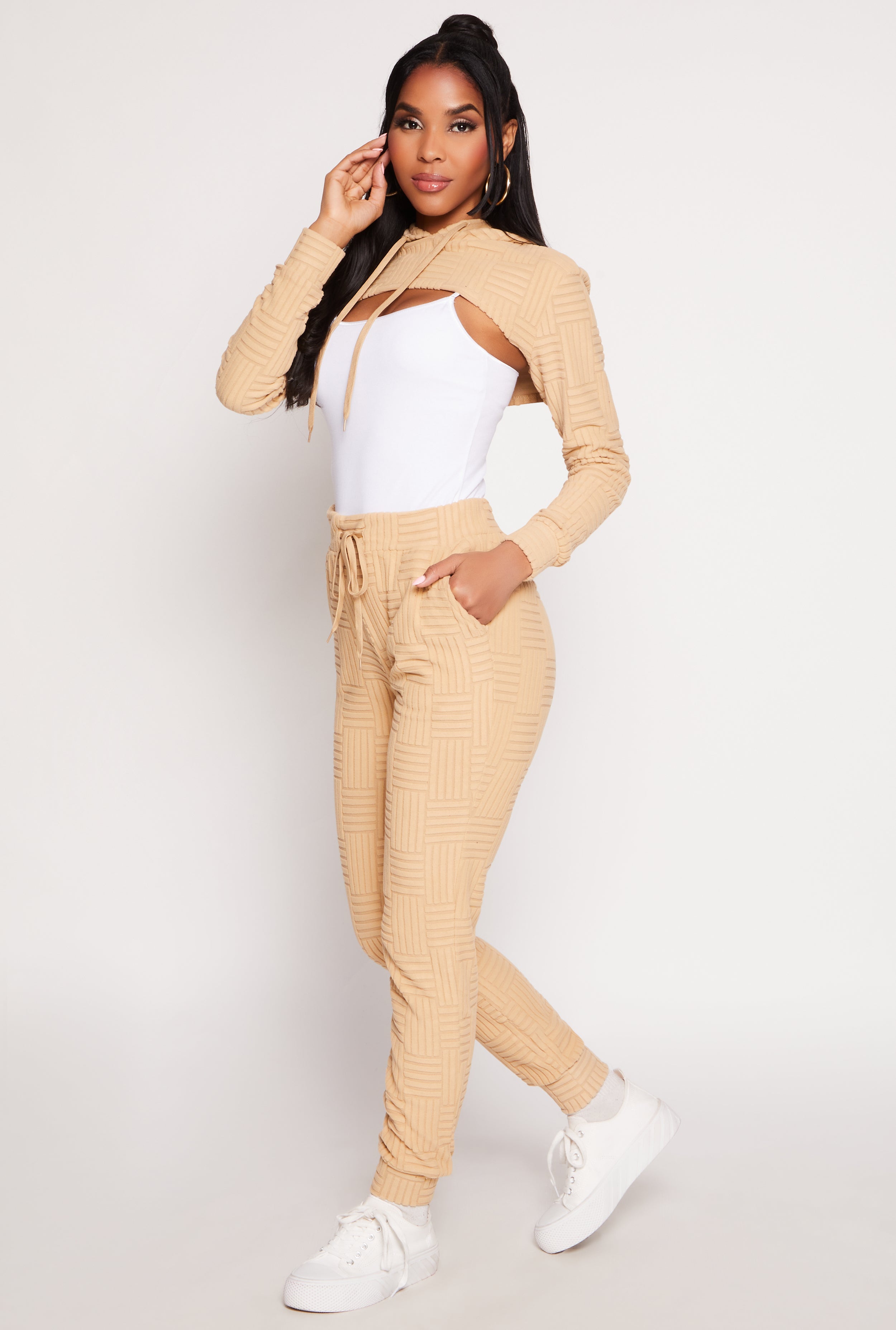 Rainbow Shops Geometric Embossed Joggers – Women's