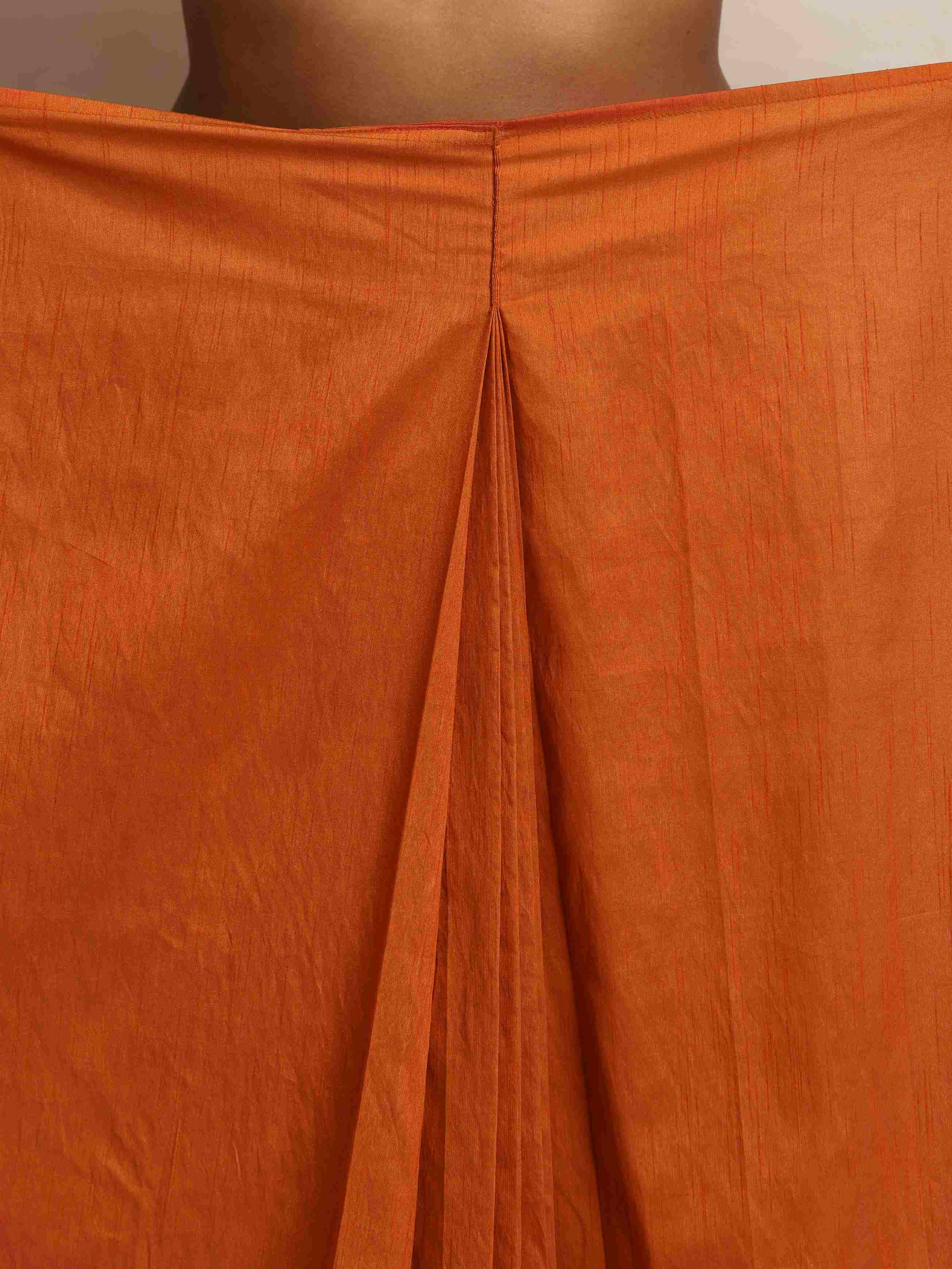 trueBrowns Orange Silk Ready To Wear Saree – Women's - view 8