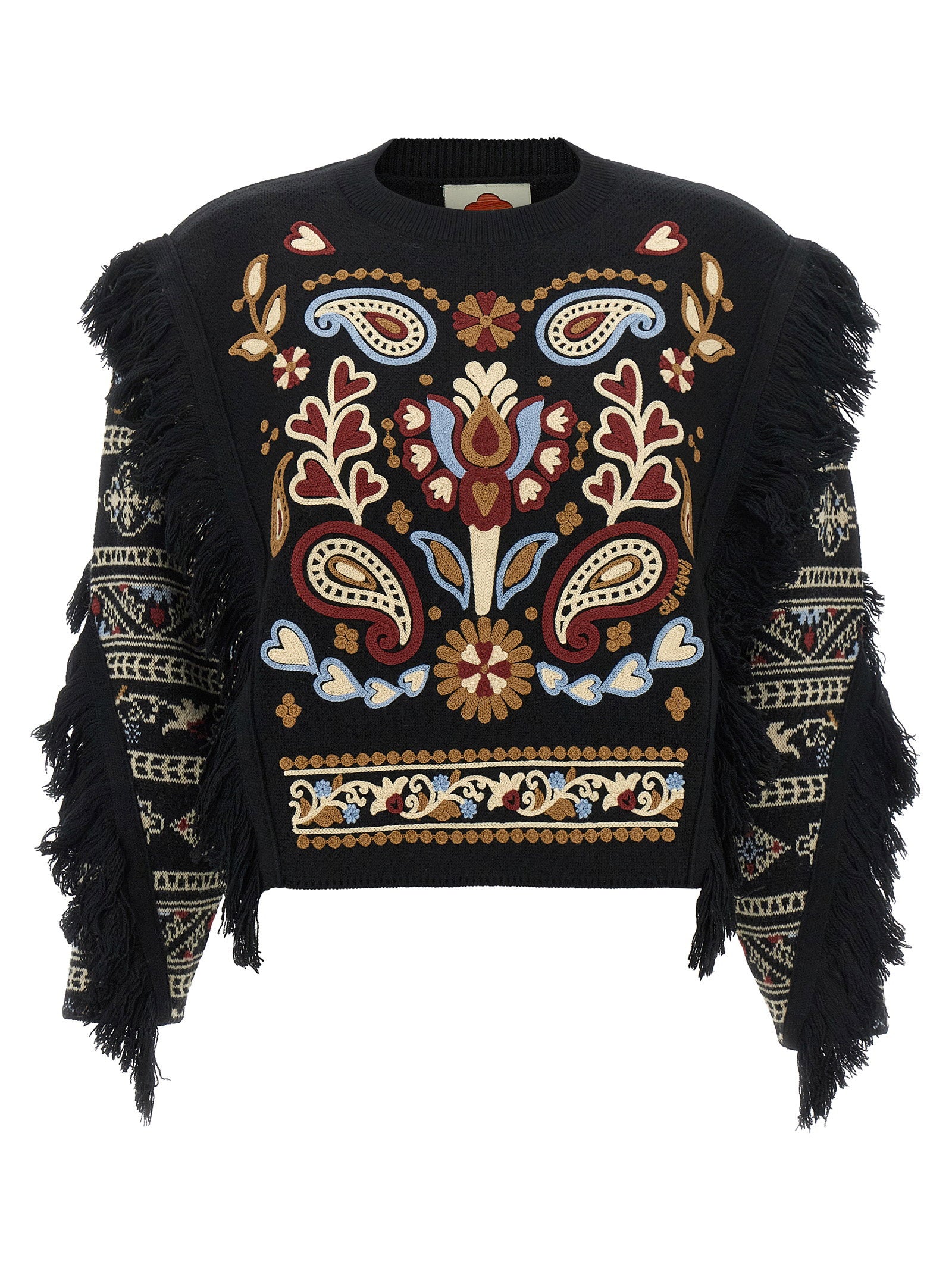 Farm Rio Cornely Embroidery Sweater – 50% wool, 50% acrylic