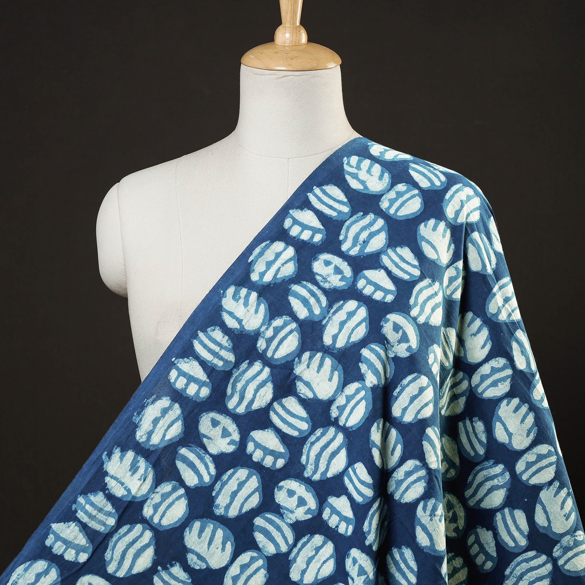 BINDAAS UNLIMITED Blue - Bindaas Block Printed Cotton Natural Dyed Fabric