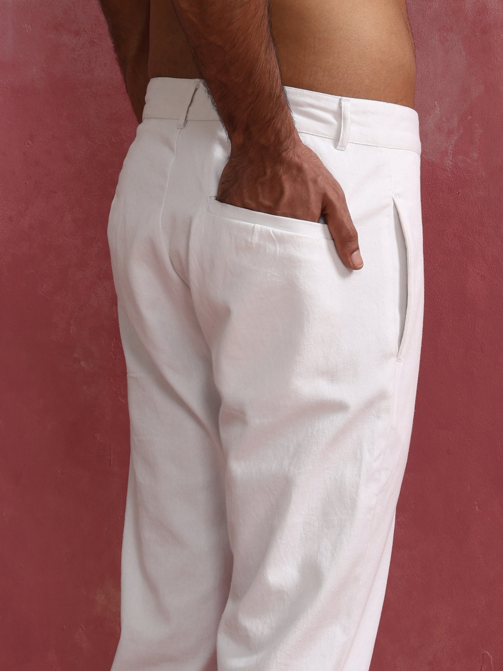 trueBrowns Men's White Cotton Twill Pant - view 5