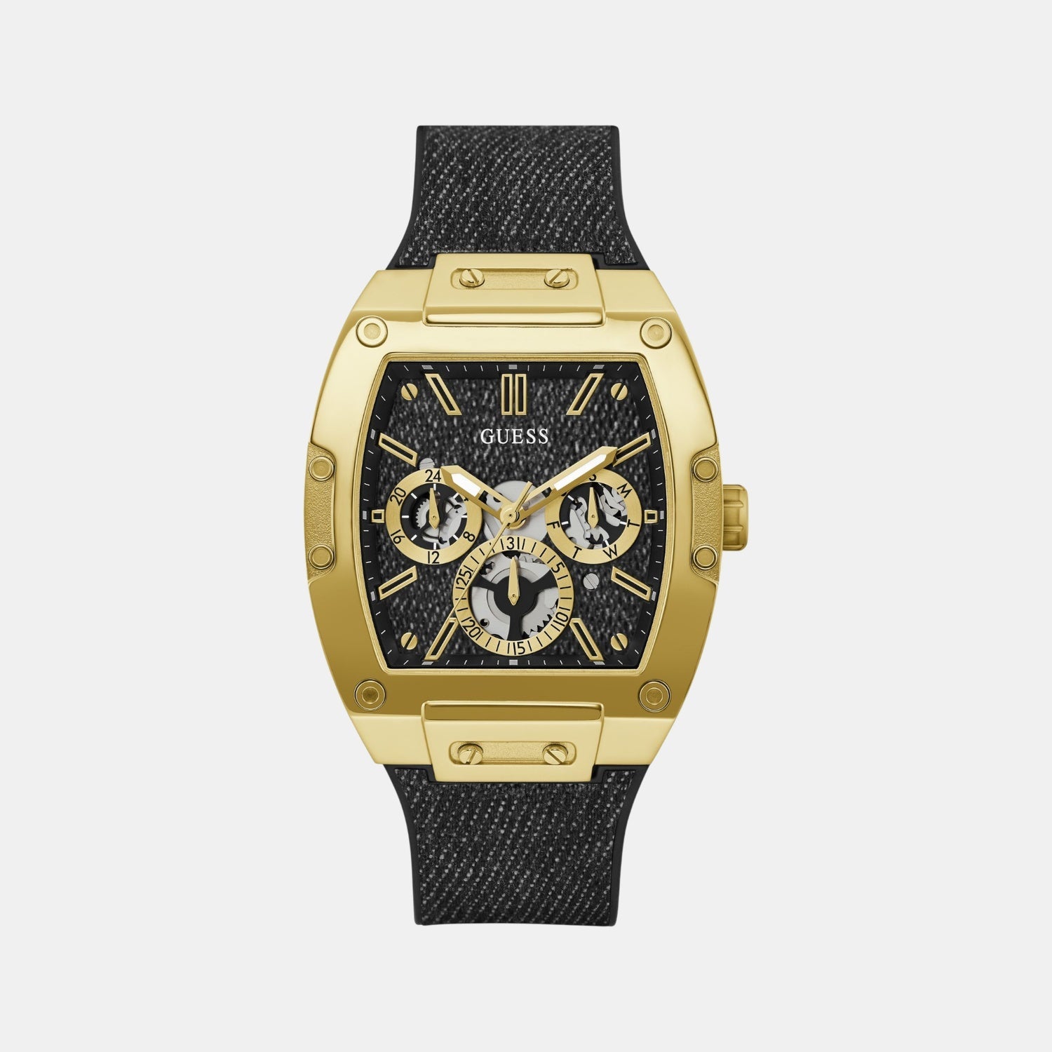 Guess Dress Men Quartz Black Dial Multi-Function Silicone Watch GW0786G1