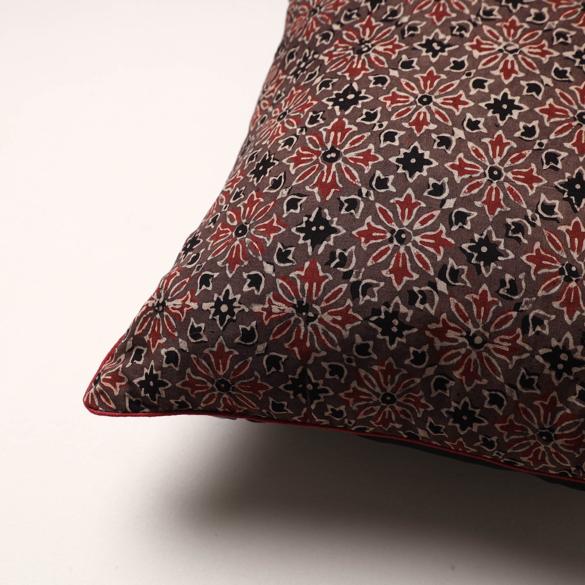 HAVELI CHRONICLES Brown - Ajrakh Block Printed Cotton Cushion Cover (16 x 16 in) - view 2