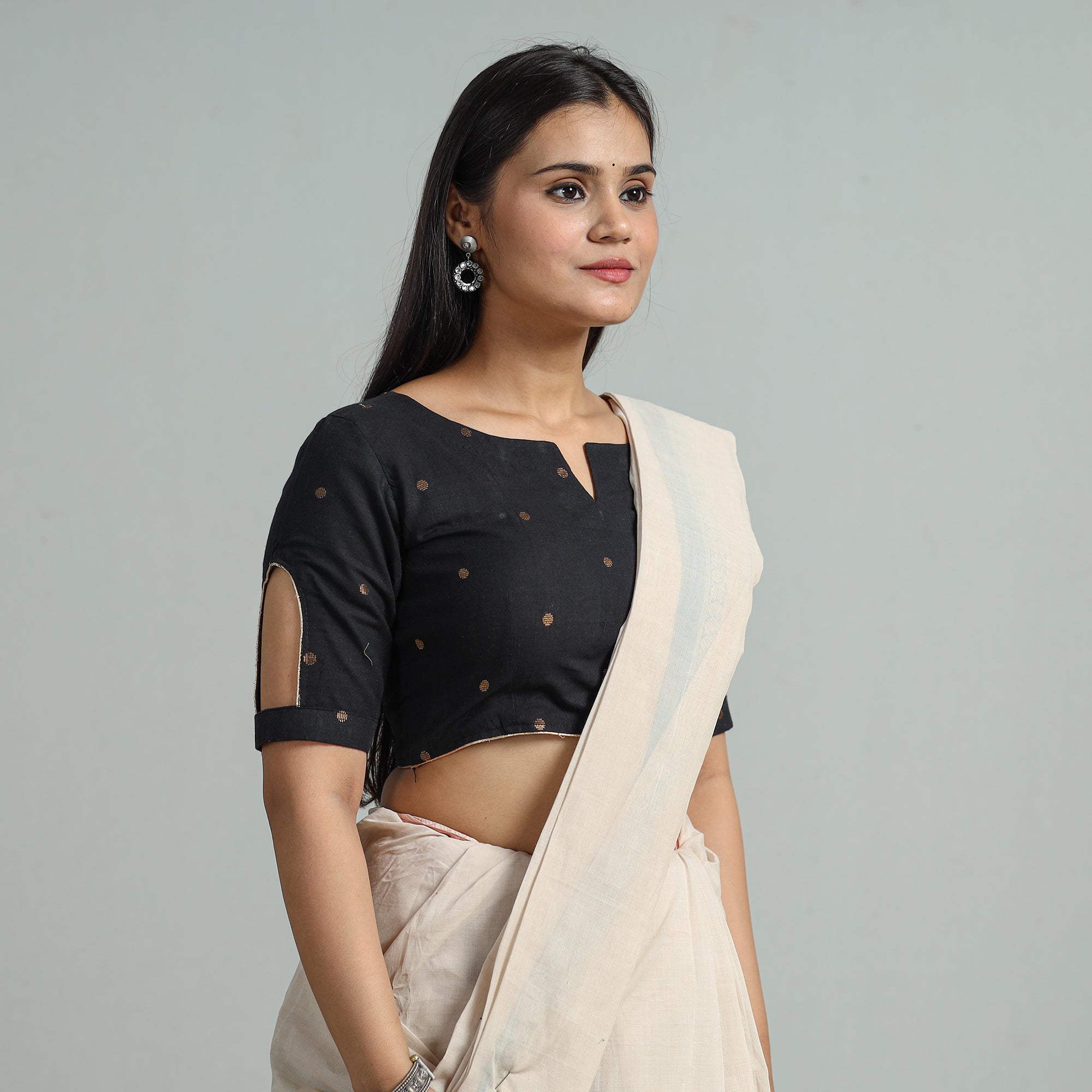 ITOKRI CASUALS Black - Jacquard Weave Cotton Stitched Blouse 14 - view 2