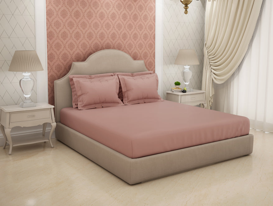 Spaces India Solid Blush Solid King Size Bedsheet - Eminence By Spaces - view 2