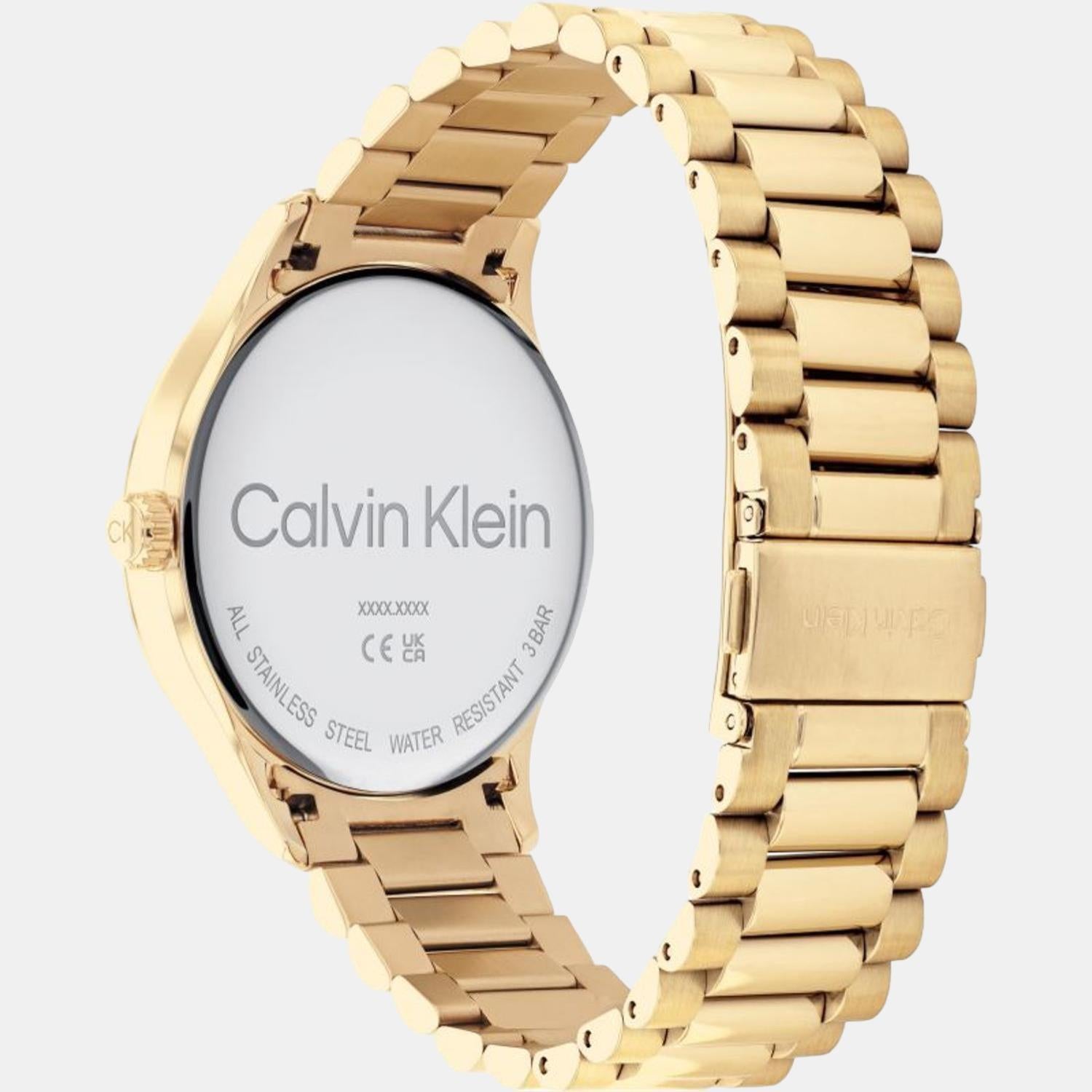 Calvin Klein Ck Iconic Unisex Quartz Gold Dial Analog Stainless Steel Watch 25200038 - view 3