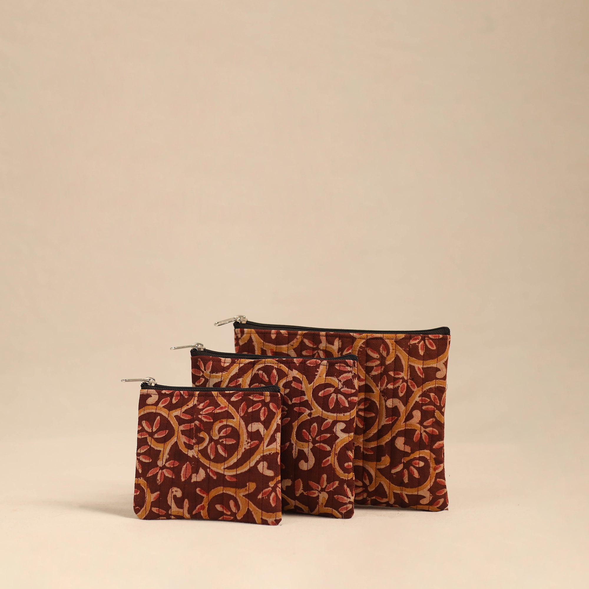 NOORI BAZAR Handmade Cotton Utility Pouches (Set of 3) 26